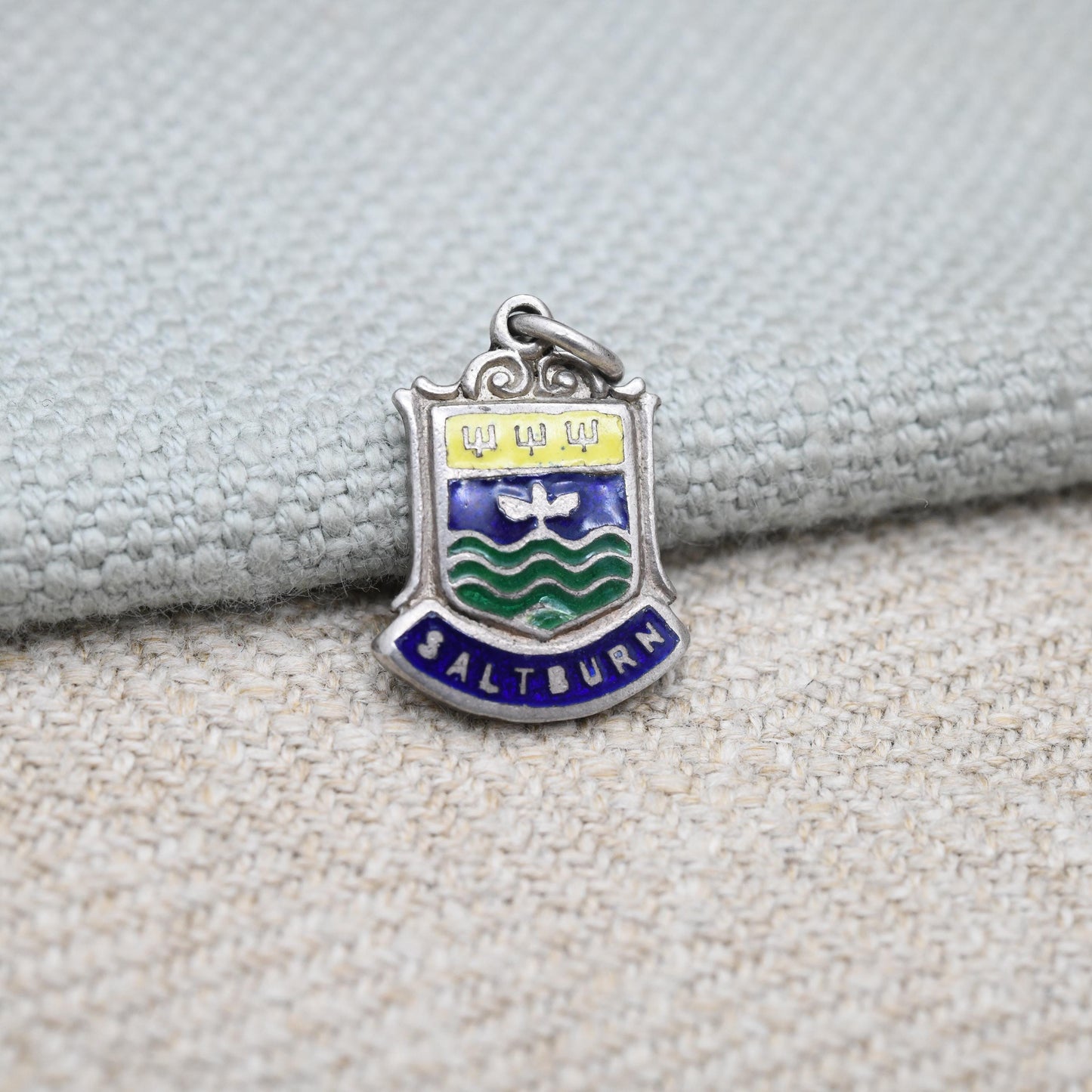 Vintage Sterling Silver Saltburn Charm Pendant - England | Yorkshire | Souvenir Gift for Charm Bracelet