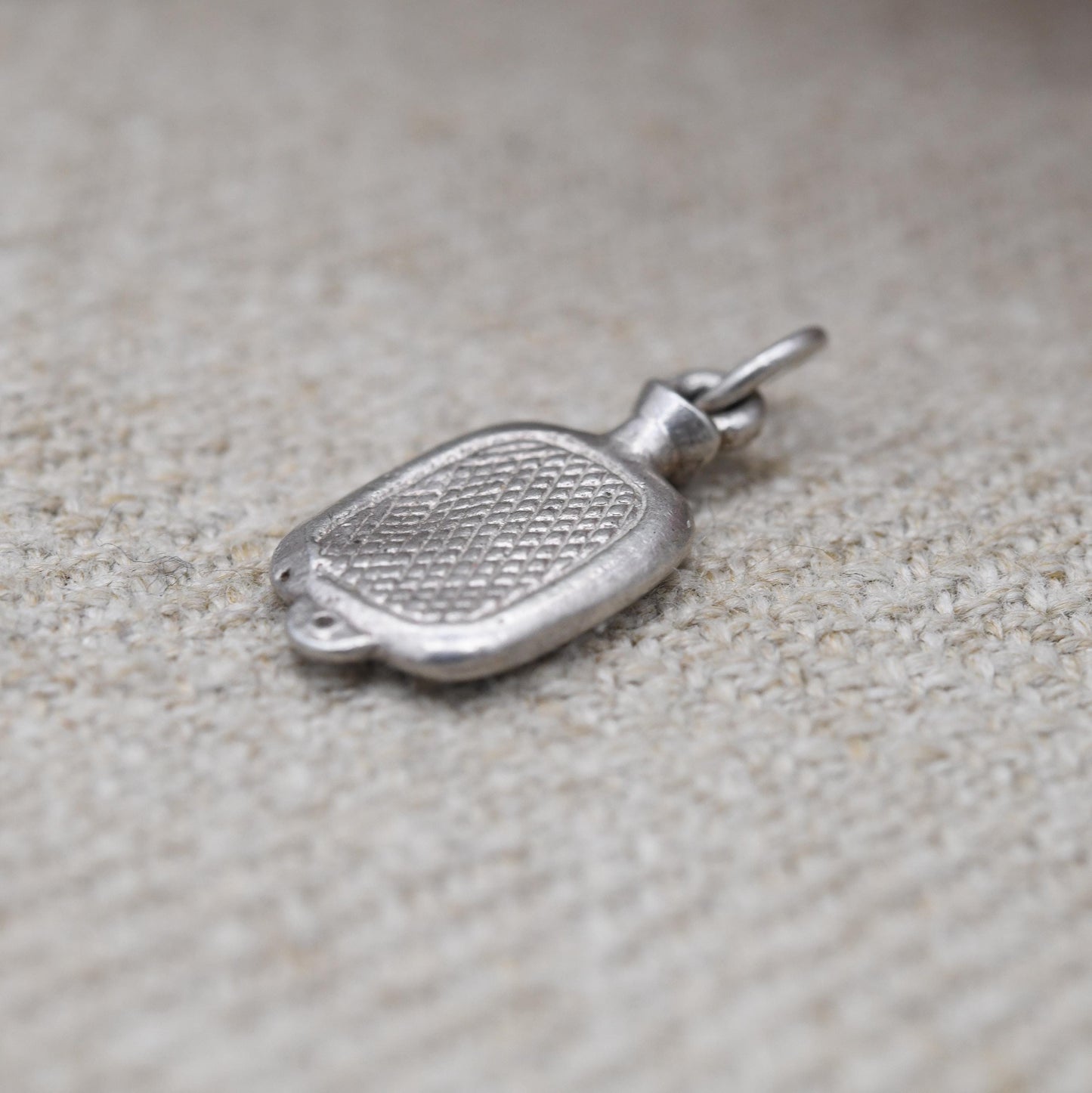 Vintage Sterling Silver Hot Water Bottle Charm Pendant - Warm | Sleeping | Gift for Charm Bracelet Necklace Stack