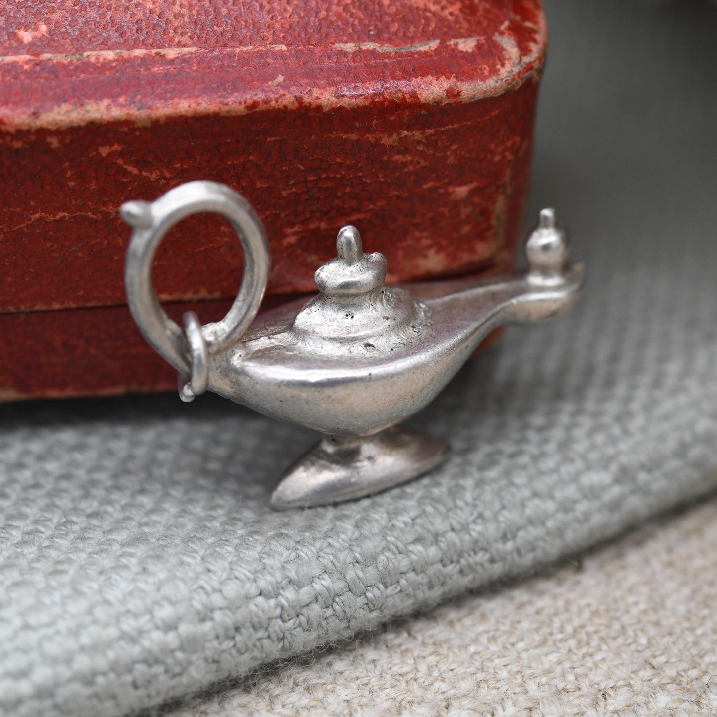 Vintage Sterling Silver Oil Lamp Charm Pendant - Genie's Lamp Charm | Gift for Charm Bracelet Necklace Stack