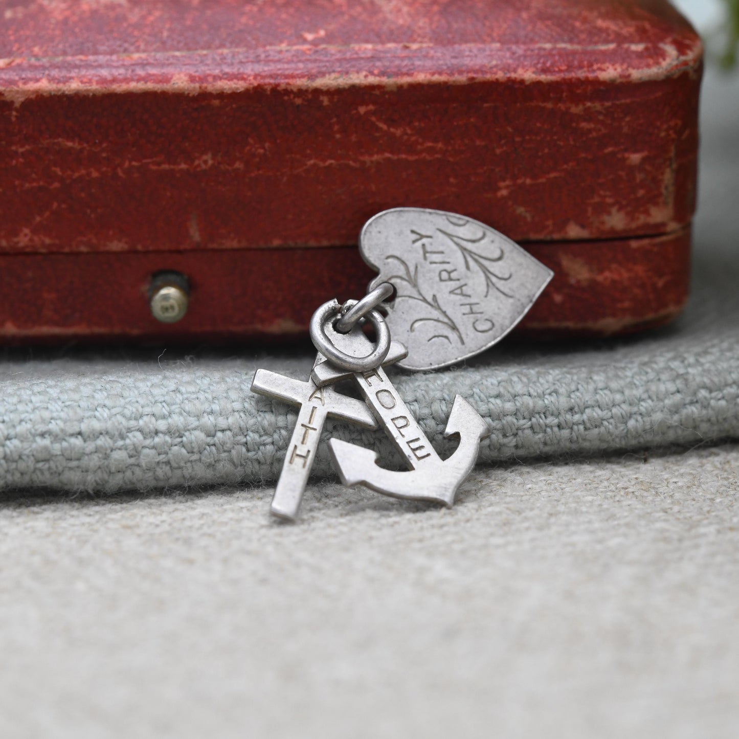 Vintage Silver Hope Faith Charity Charm Pendant - Heart Anchor Cross | Charm Bracelet Charm Necklace | Christian Pendant