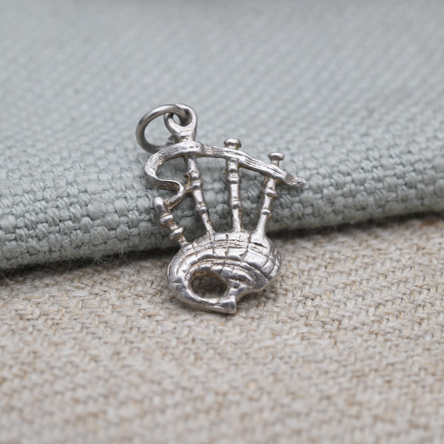 Vintage Sterling Silver Bagpipes Charm Pendant - Scotland | Great Highland Music | Patriotic Bagpipes | Souvenir Gift for Charm Bracelet