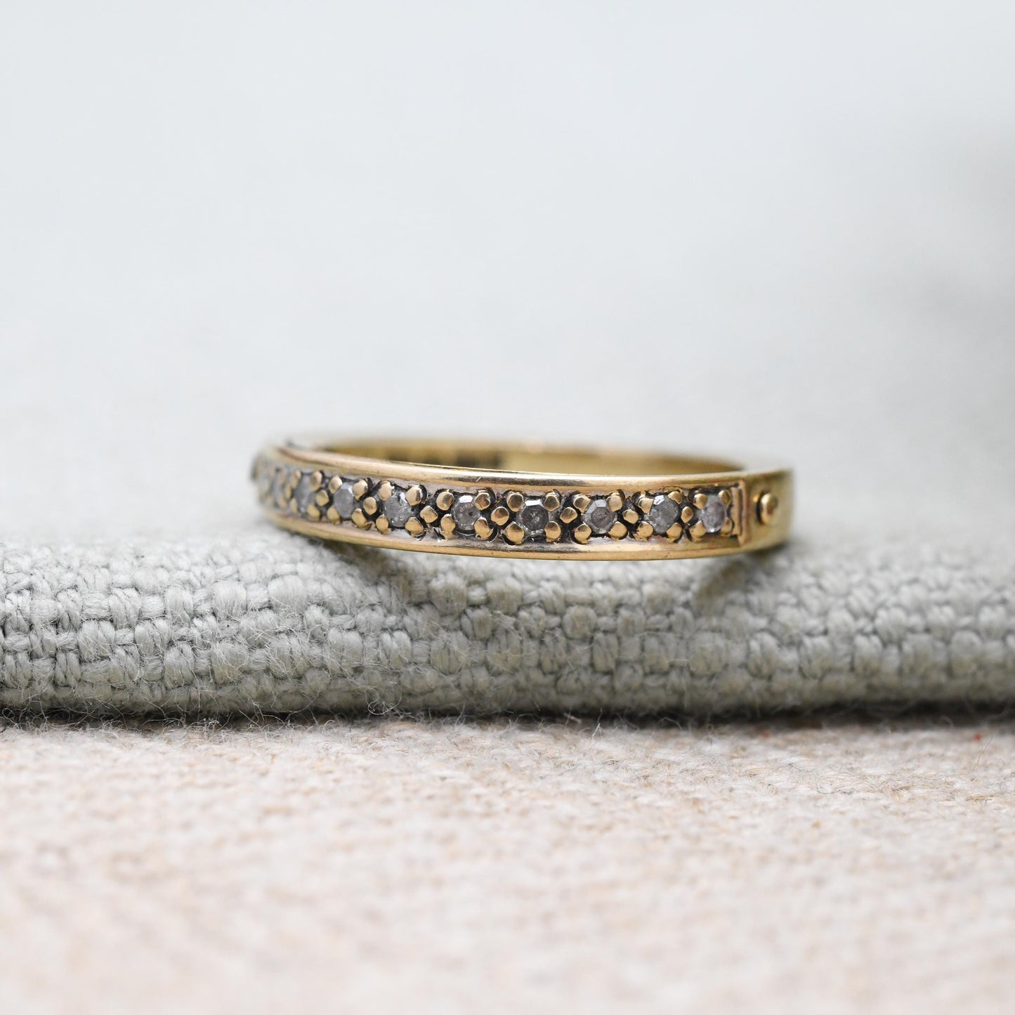 9ct Gold I Love You Ring Diamond Half Eternity Ring Secret Message 10 Points .10 Carats - Engagement Stacking Band | Size UK - M US - 6 1/4