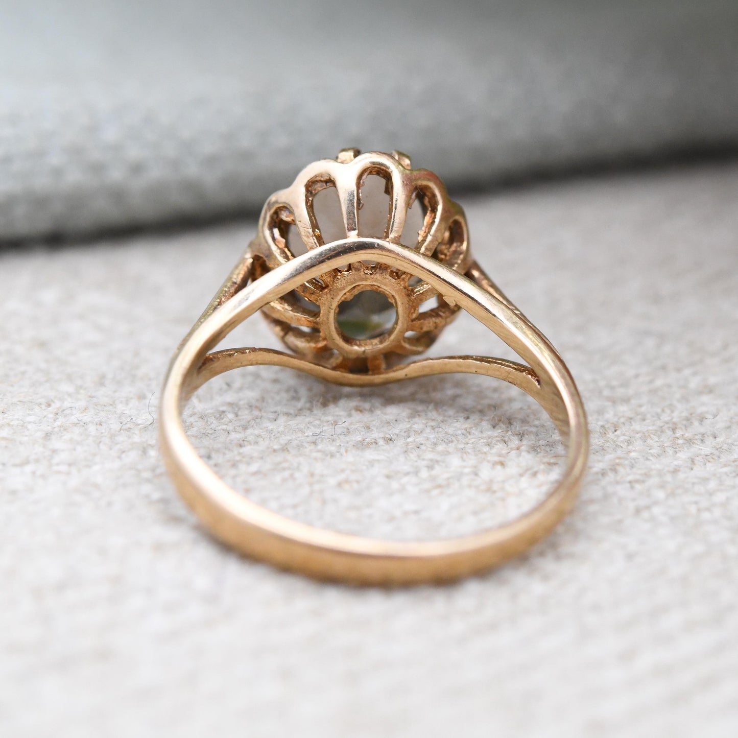Vintage 9ct Gold Ring Smoky Quartz Statement Ring 1977 PDL - Mid-Century Large Gemstone | UK Size - L | US Size - 5 3/4