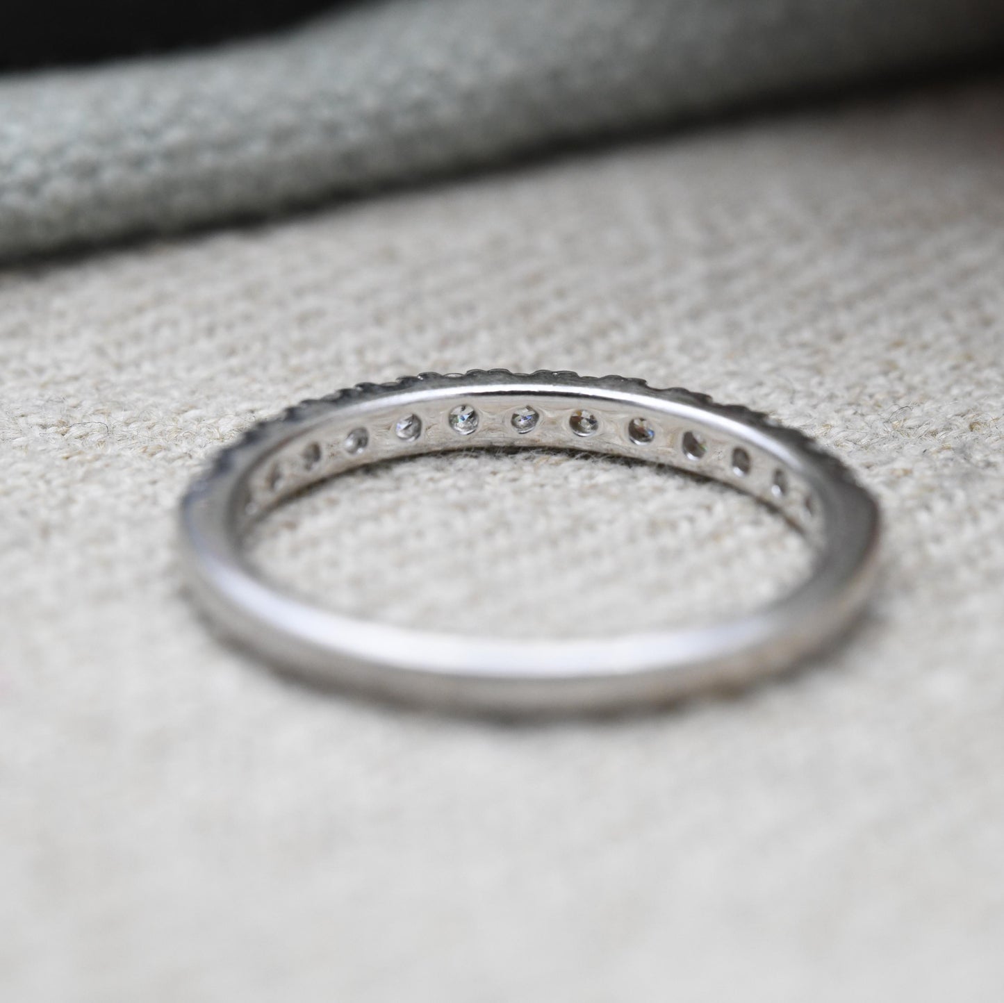 Vintage Sterling Silver DQCZ Half Eternity Ring - Clear Stone Eternity Band | UK Size - O | US Size - 7 1/4
