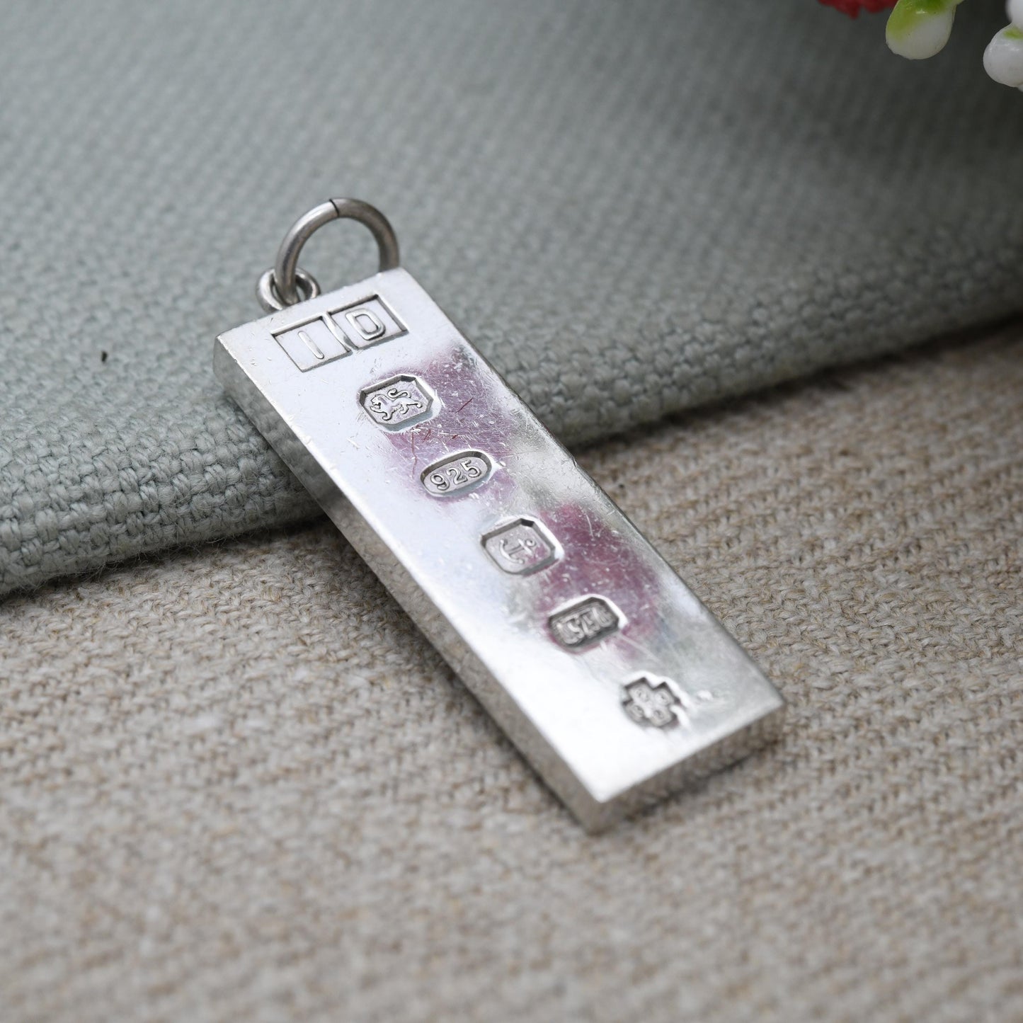 Vintage Sterling Silver Ingot Pendant 2000 Millennium Mark - Birmingham Hallmarked ID | Minimal Date Souvenir Necklace