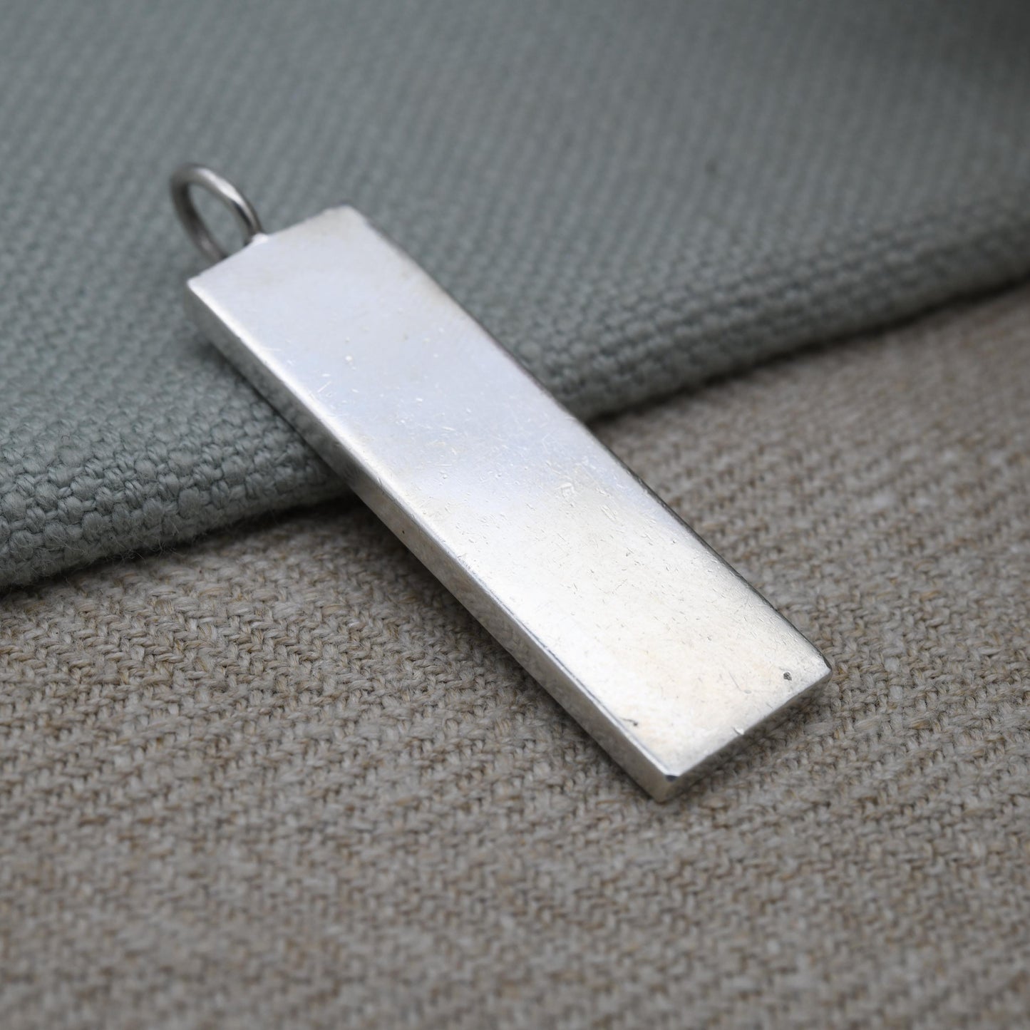 Vintage Sterling Silver Ingot Pendant 1977 with Queen Elizabeth II Silver Jubilee Stamp - Hallmarked WJ Birmingham | Mid-Century Necklace
