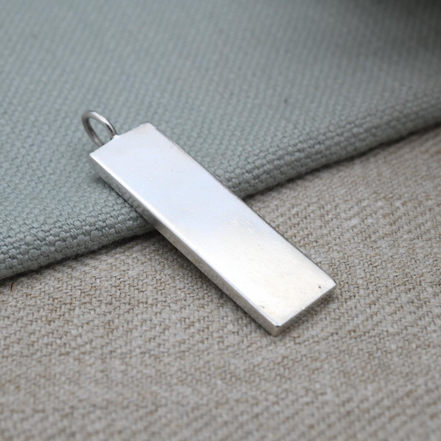 Vintage Sterling Silver Ingot Pendant 1977 with Queen Elizabeth II Silver Jubilee Stamp - Hallmarked WJ Birmingham | Mid-Century Necklace