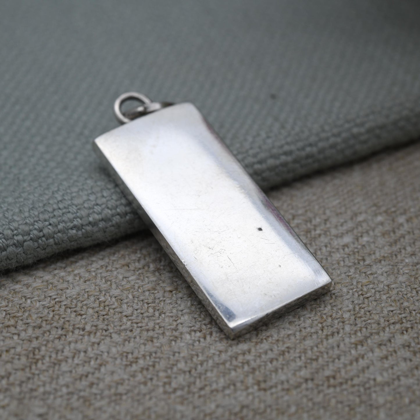 Vintage Sterling Silver Ingot Pendant 1977 Queen Elizabeth II Silver Jubilee Stamp - Hallmarked P&RB P R Bushell | Midcentury Necklace