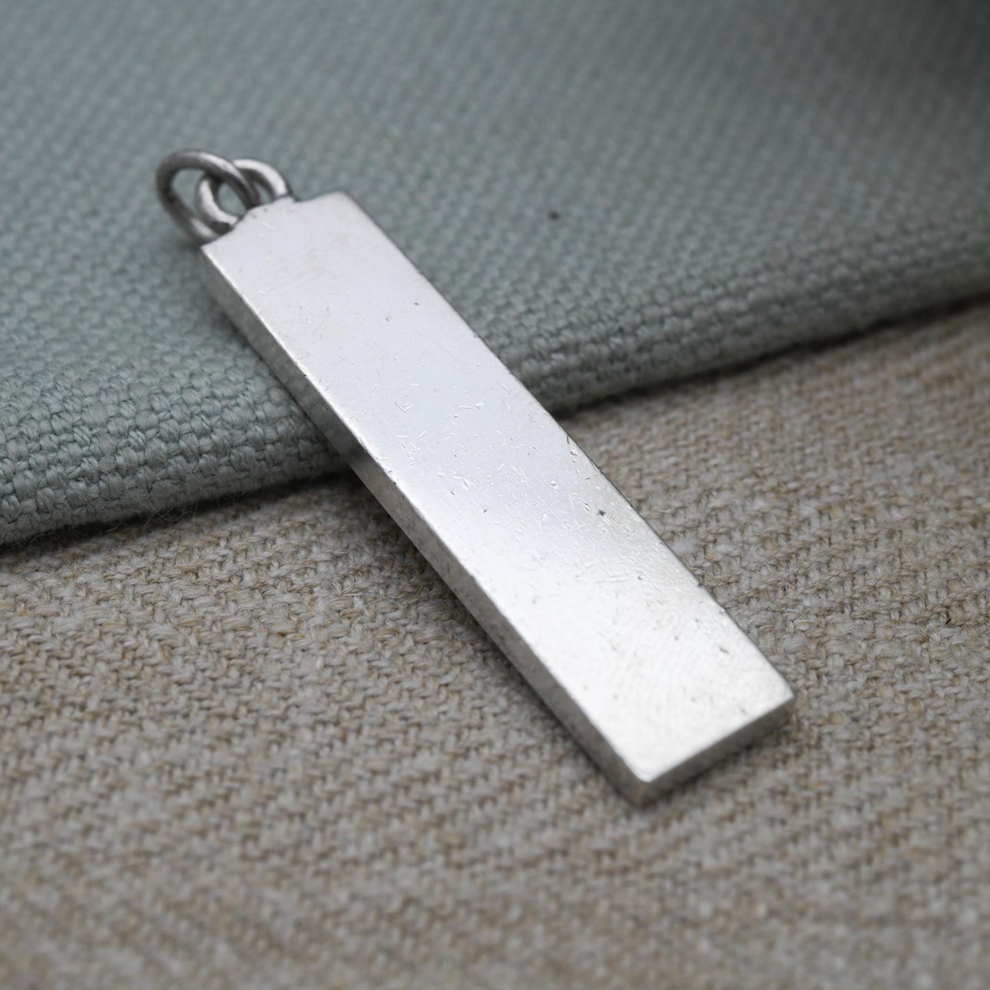 Vintage Sterling Silver Ingot Pendant 1977 with Queen Elizabeth II Silver Jubilee Stamp - Hallmarked PBC Birmingham | Mid-Century Necklace