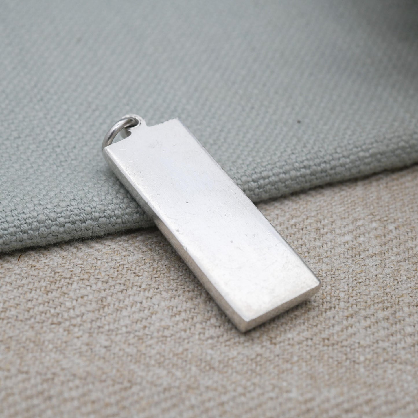 Vintage Sterling Silver Ingot Pendant 1978 by Carrs of Sheffield RC - Clear Hallmark Design Jewellery | Chunky Mid-Century Necklace