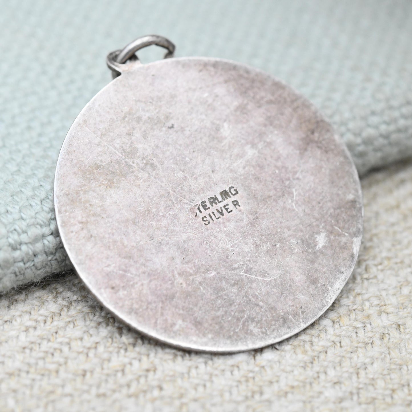 Vintage Sterling Silver St. Christopher Pendant Mid-Century - Textured | Saint of Travelling | Christian Religious Detailed Jewellery Gift