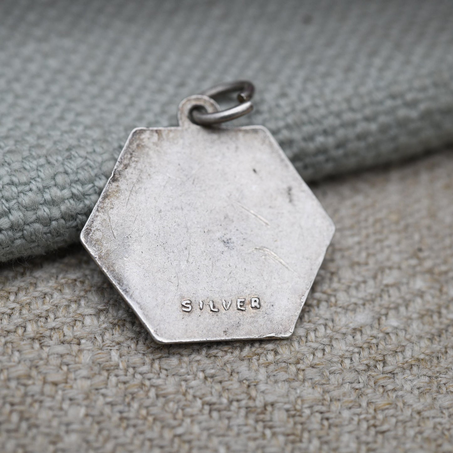 Vintage Sterling Silver St. Christopher Pendant Mid-Century - Textured Border | Saint of Travelling | Christian Religious Jewellery Gift