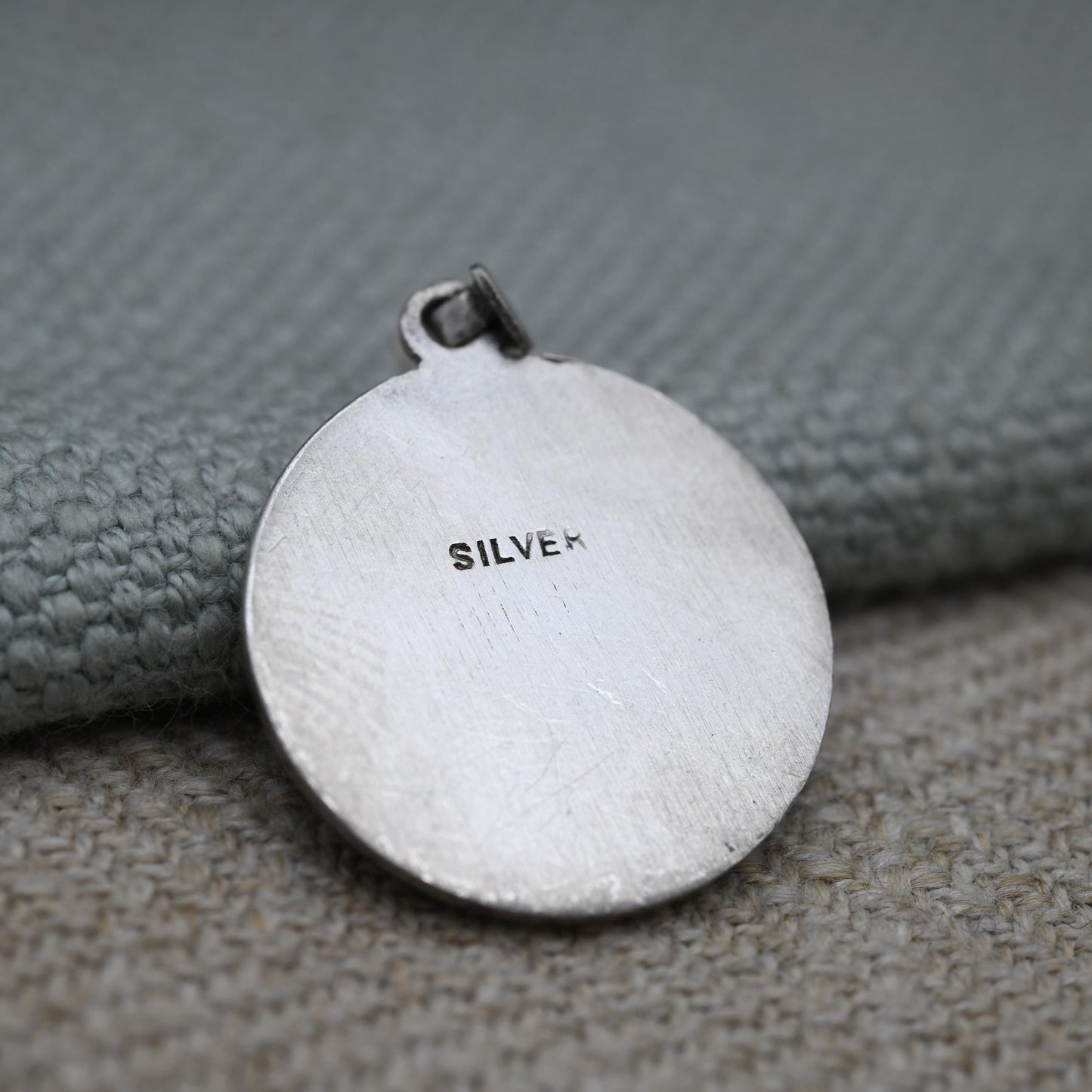 Vintage Sterling Silver St. Christopher Pendant Mid-Century - Small Circle Saint of Travelling | Christian Religious Detailed Jewellery Gift