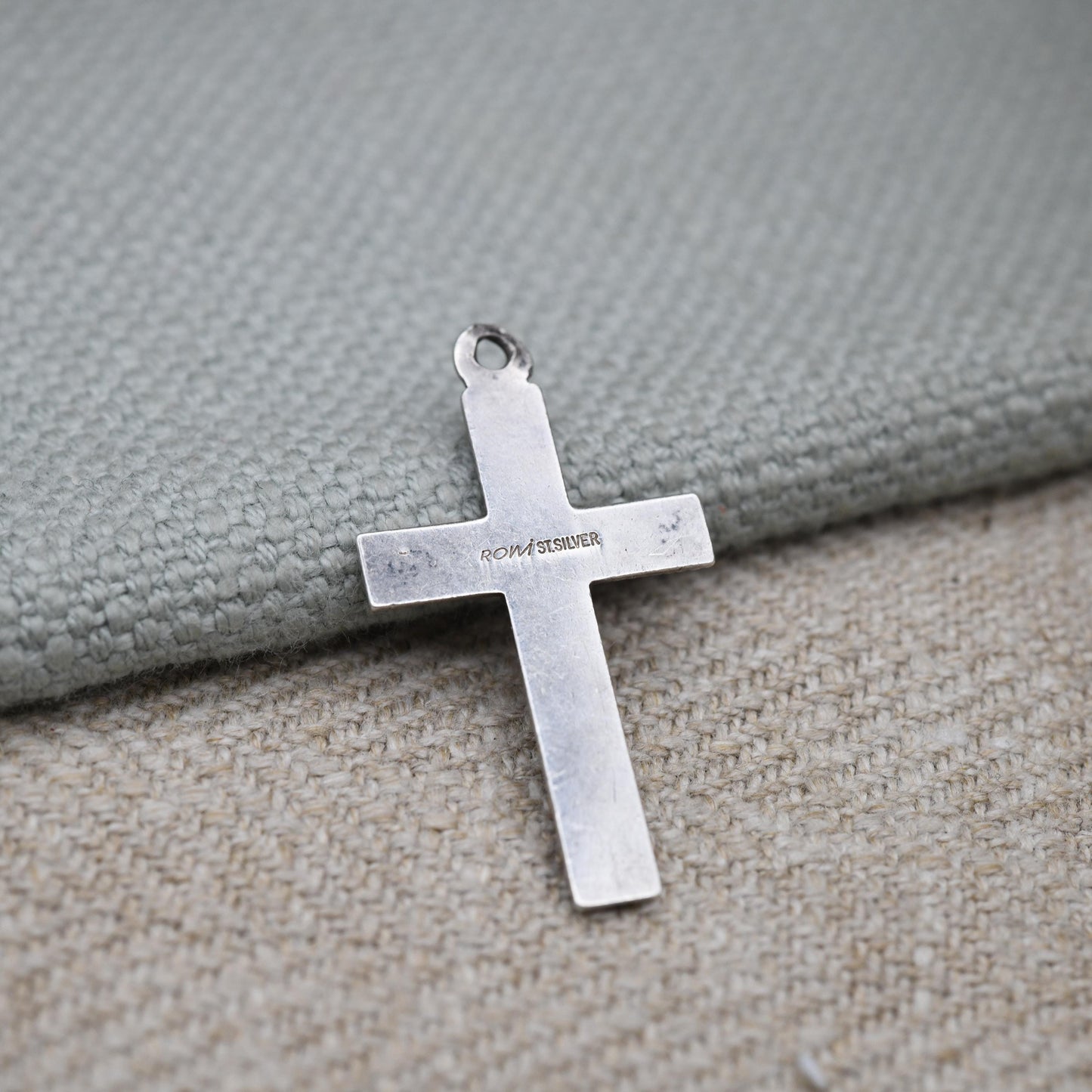 Vintage Sterling Silver Crucifix - Mid-Century | Granulated Border | Christian Cross Pendant | Gift for Baptism Christening