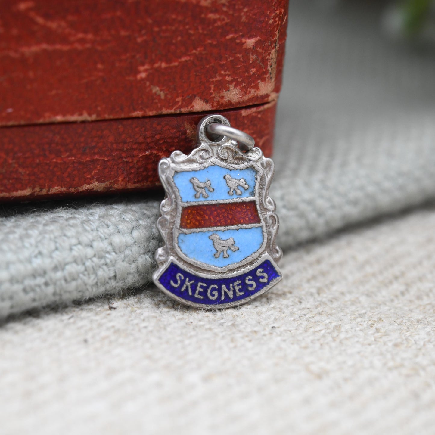 Vintage Sterling Silver Skegness Enamel Souvenir Shield Charm Pendant - England | Lincolnshire | Tourist | Souvenir Gift for Charm Bracelet