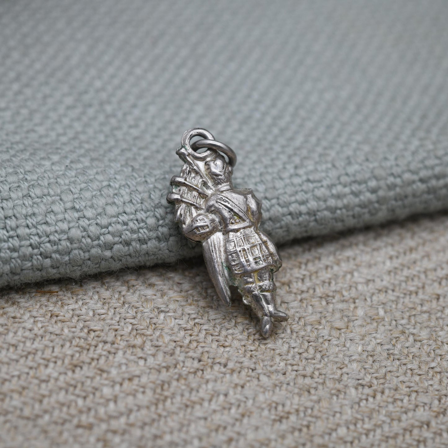 Vintage Sterling Silver Bagpiper Charm Pendant - Scotland | Great Highland Music | Patriotic Tartan | Souvenir Gift for Charm Bracelet