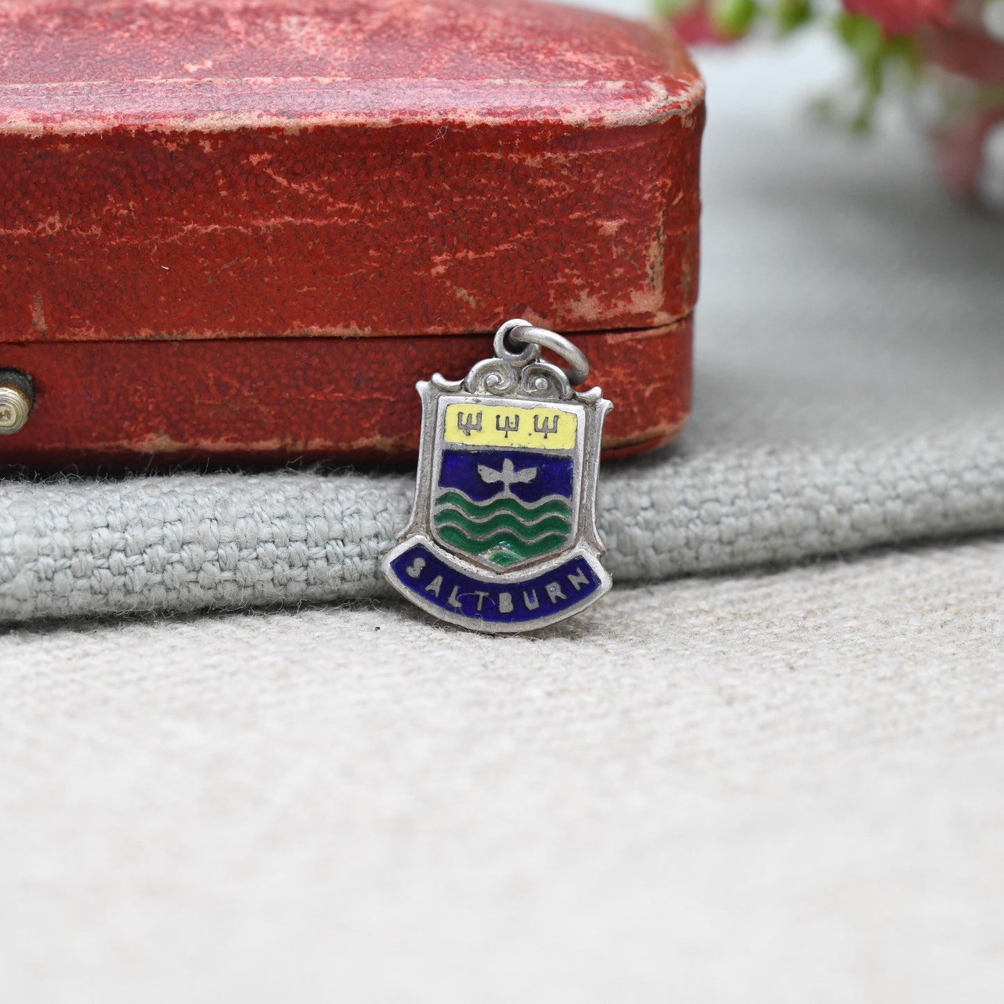 Vintage Sterling Silver Saltburn Charm Pendant - England | Yorkshire | Souvenir Gift for Charm Bracelet