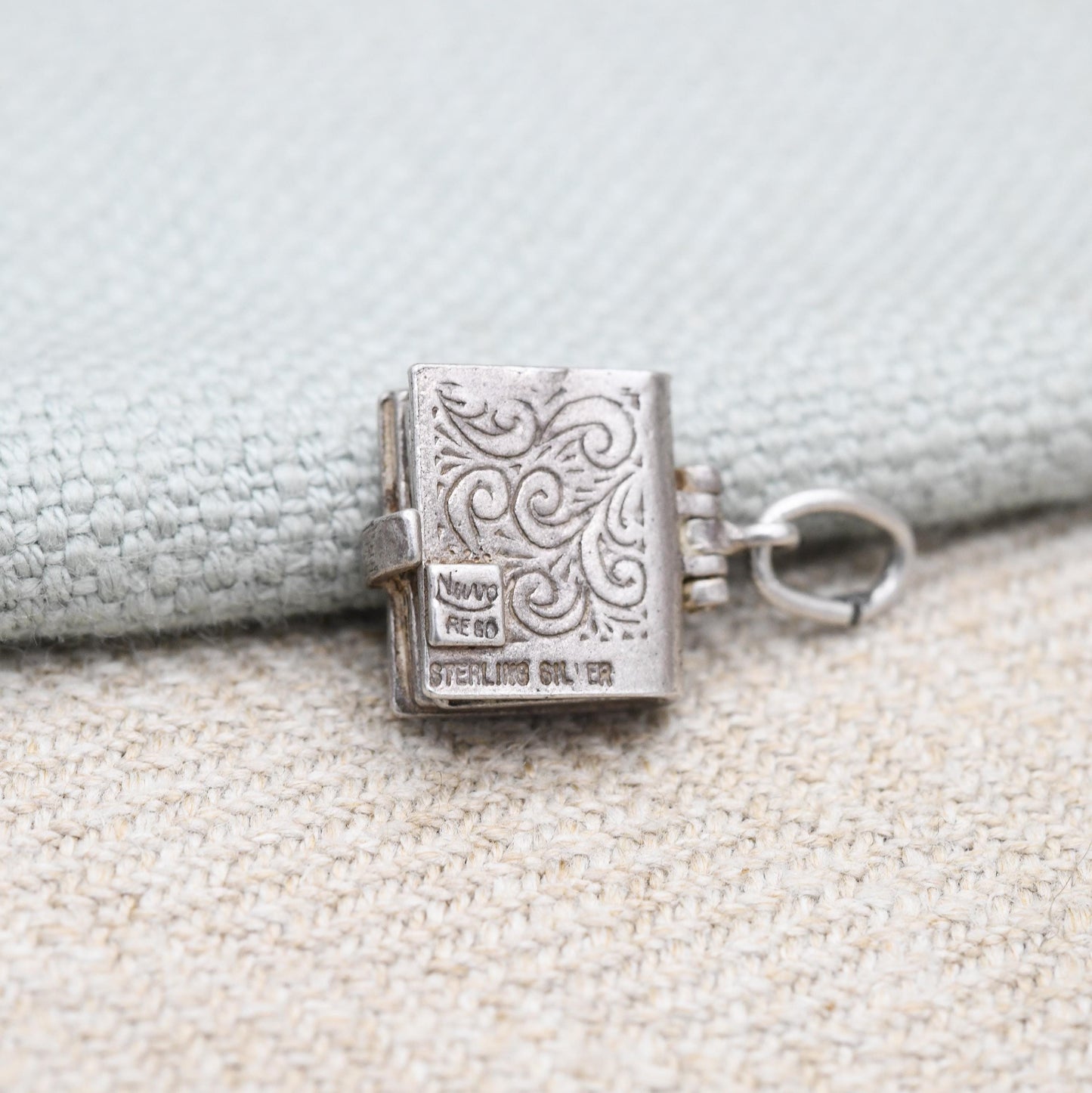 Vintage Sterling Silver Bible Opening Charm Pendant - The Lord's Prayer | Religion | Book | Gift for Charm Bracelet Necklace Stack