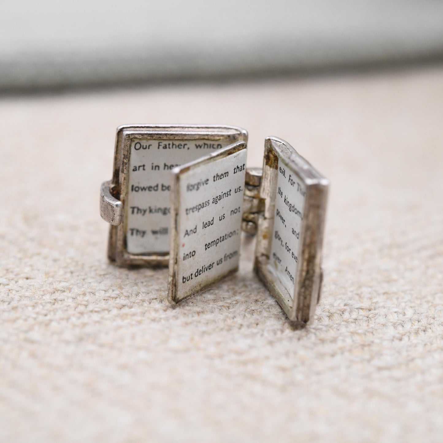 Vintage Sterling Silver Bible Opening Charm Pendant - The Lord's Prayer | Religion | Book | Gift for Charm Bracelet Necklace Stack