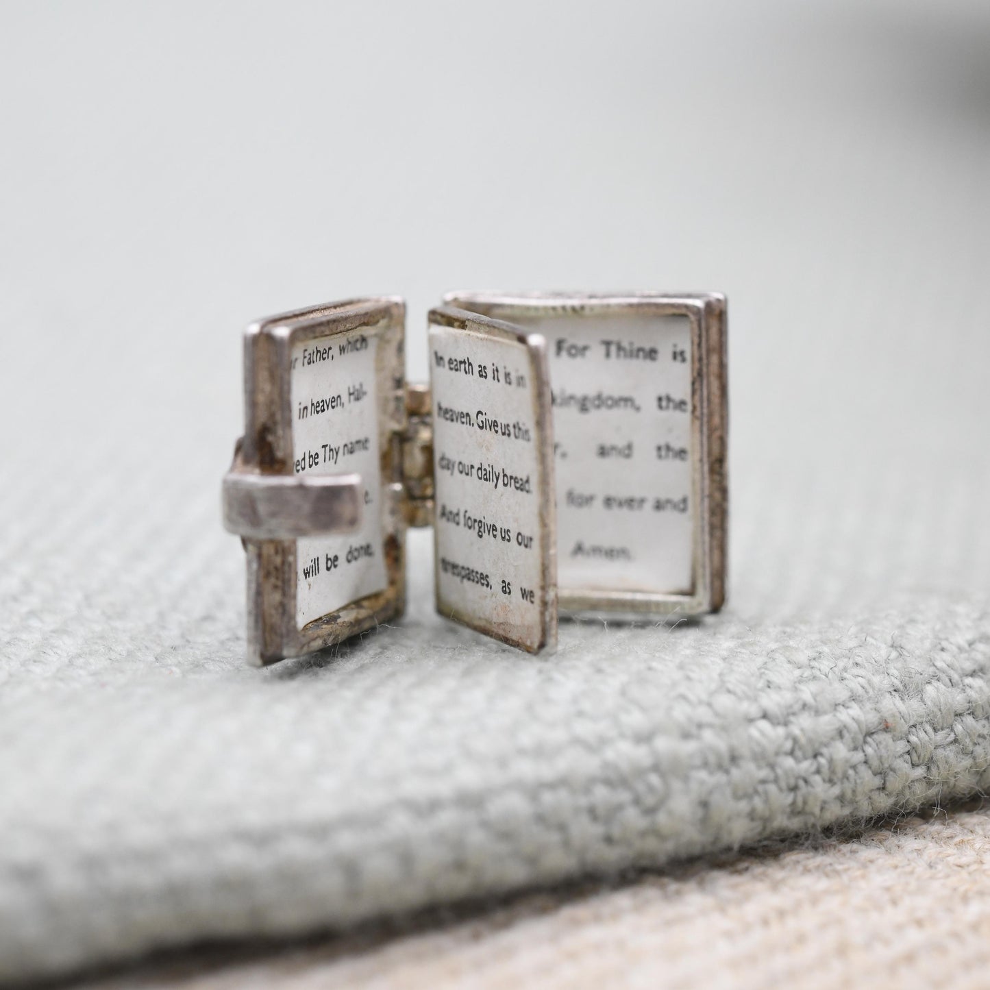 Vintage Sterling Silver Bible Opening Charm Pendant - The Lord's Prayer | Religion | Book | Gift for Charm Bracelet Necklace Stack