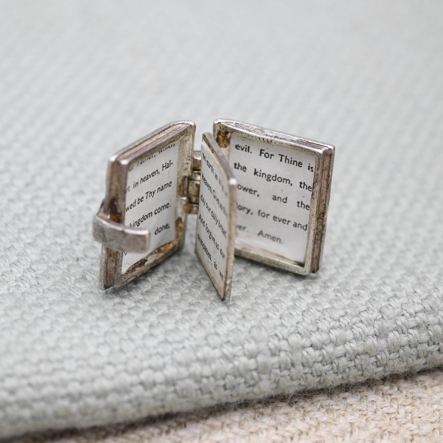 Vintage Sterling Silver Bible Opening Charm Pendant - The Lord's Prayer | Religion | Book | Gift for Charm Bracelet Necklace Stack