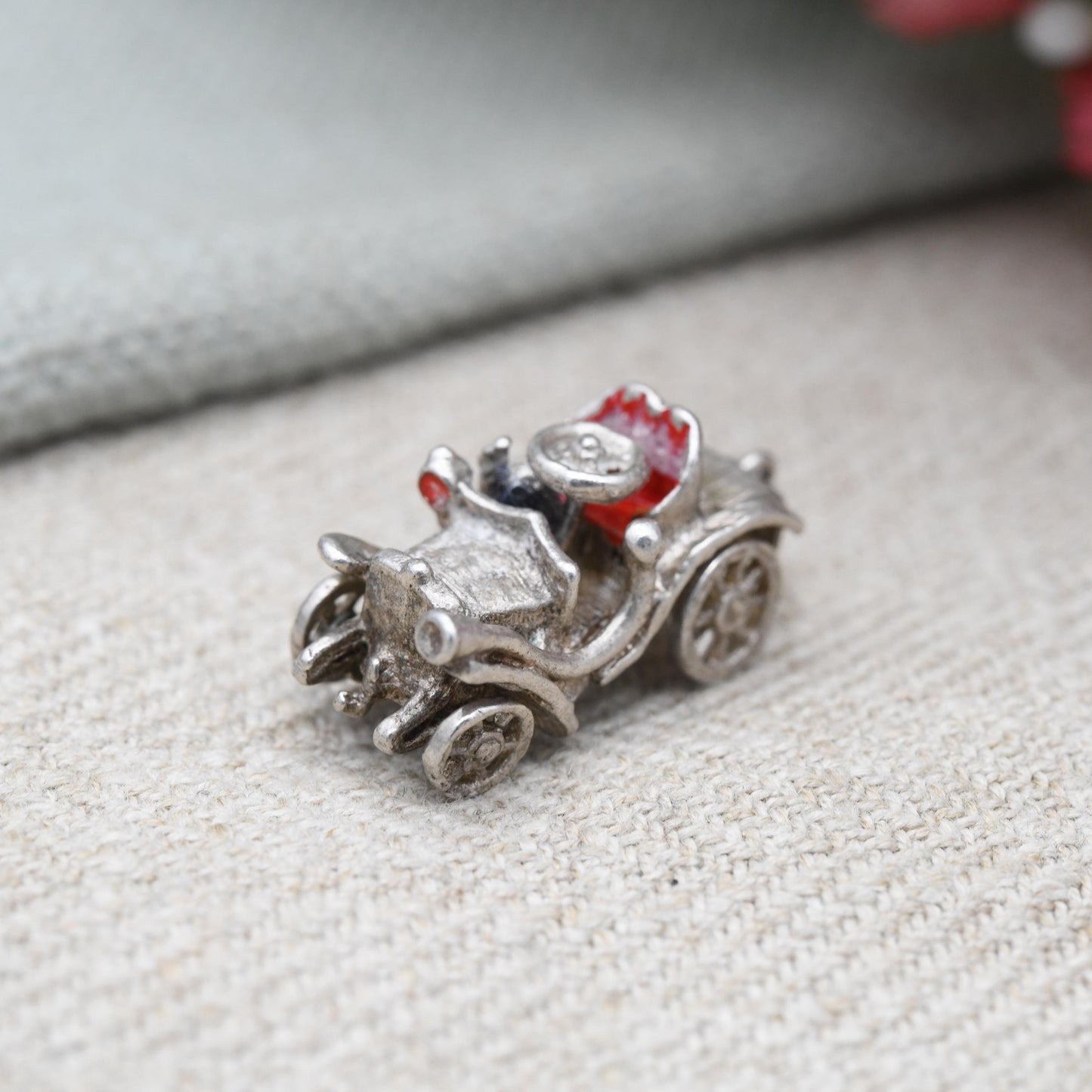 Vintage Sterling Silver Mini Car Charm Pendant - Vintage Car | Souvenir Gift for Charm Bracelet