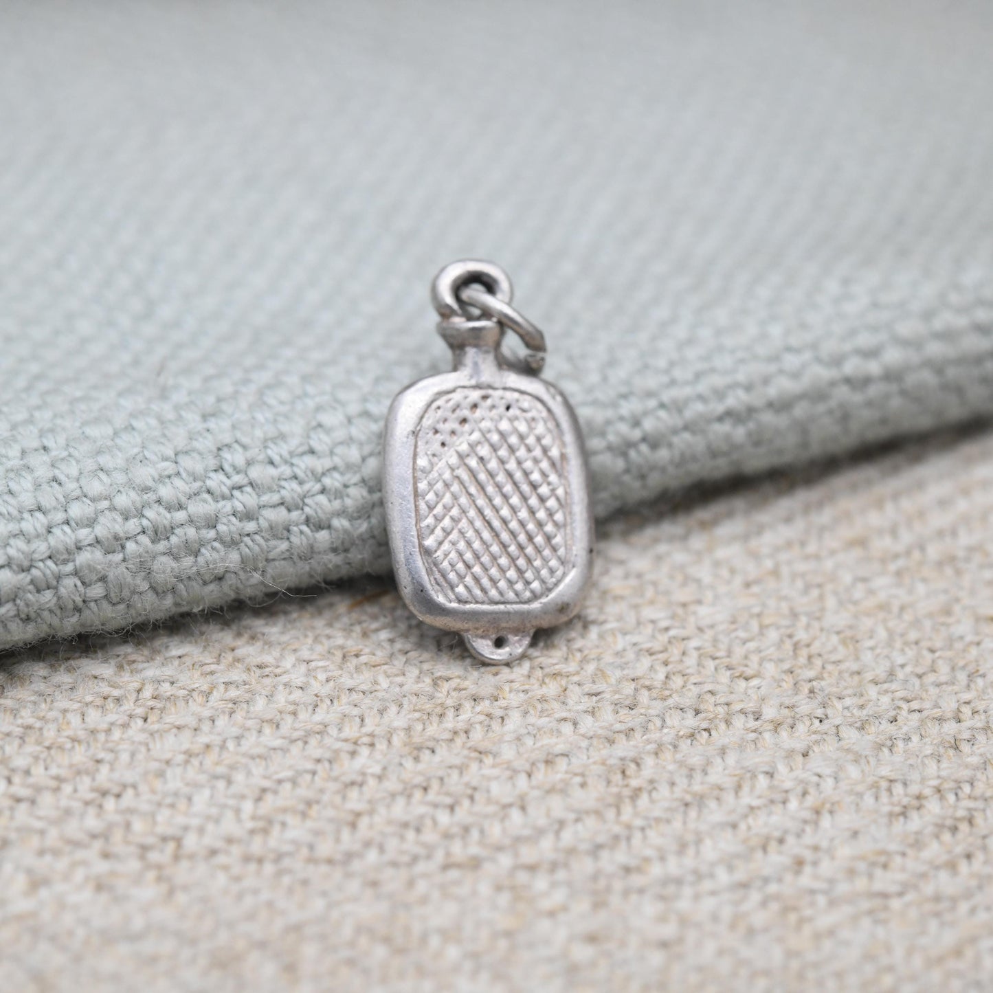 Vintage Sterling Silver Hot Water Bottle Charm Pendant - Warm | Sleeping | Gift for Charm Bracelet Necklace Stack