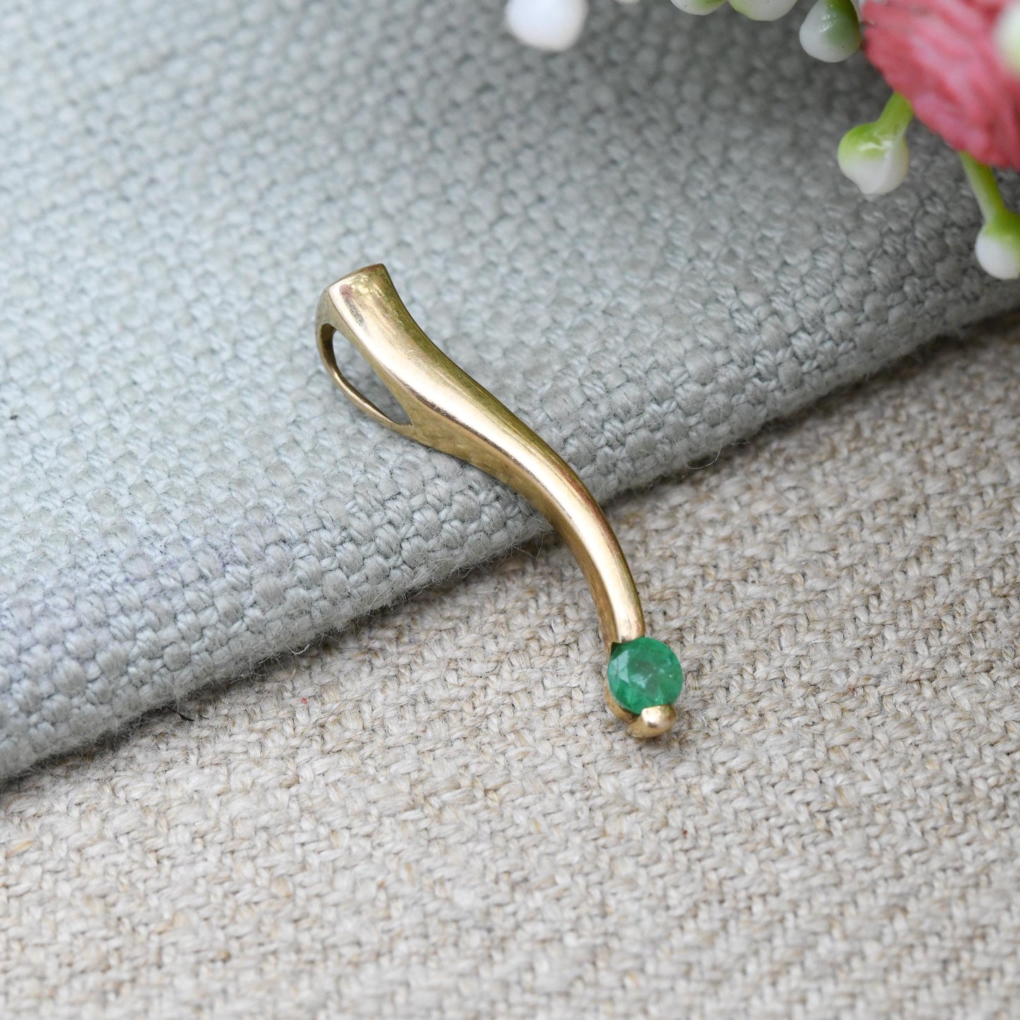 Vintage 9ct Gold Emerald Pendant - Green | Necklace Gold Jewellery Gift