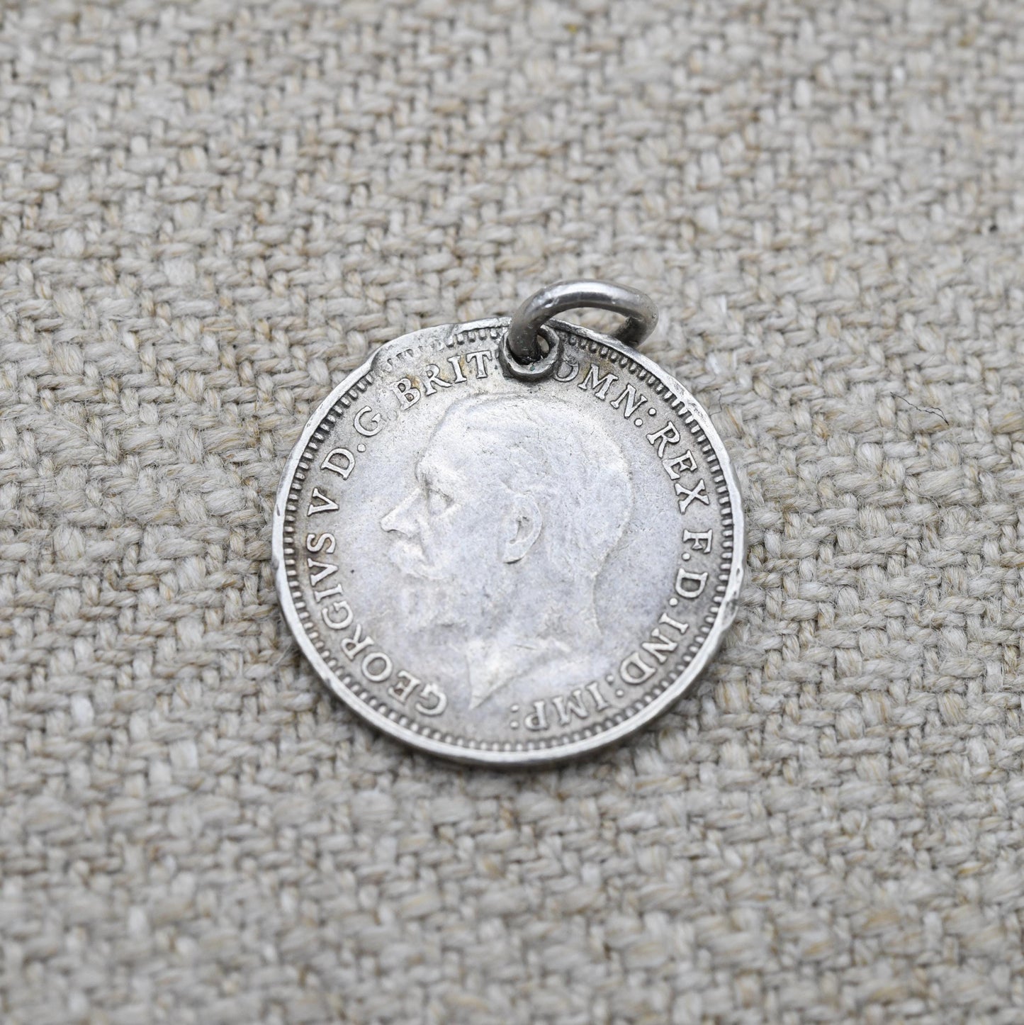 Vintage Silver George V Three Pence 1931 Coin Charm Pendant - Silver Coin Jewellery