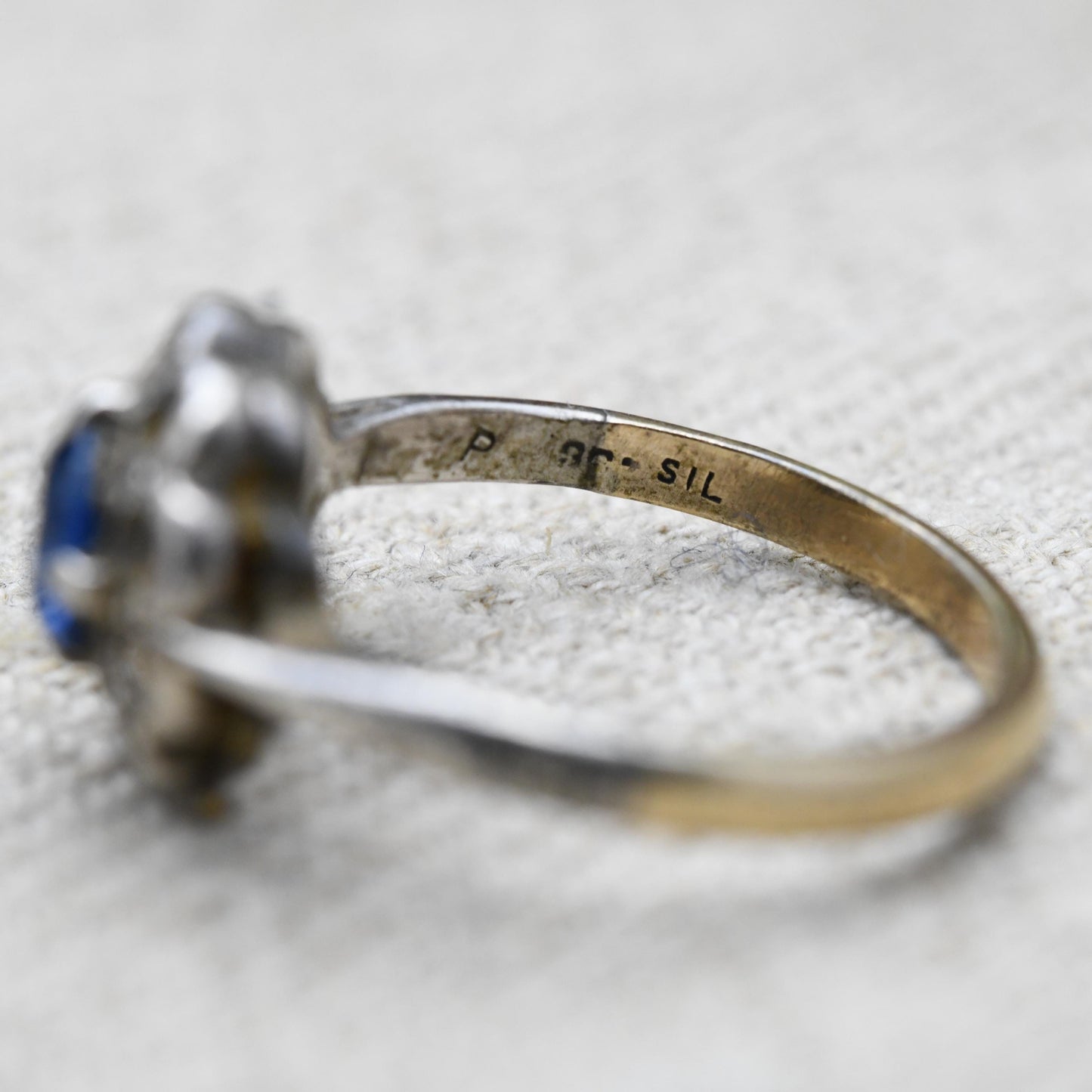 Vintage Sterling Silver Blue Stone Cluster Flower Ring - Statement Sparkly Cocktail Ring | UK Size - O 1/2 | US Size - 8 3/4