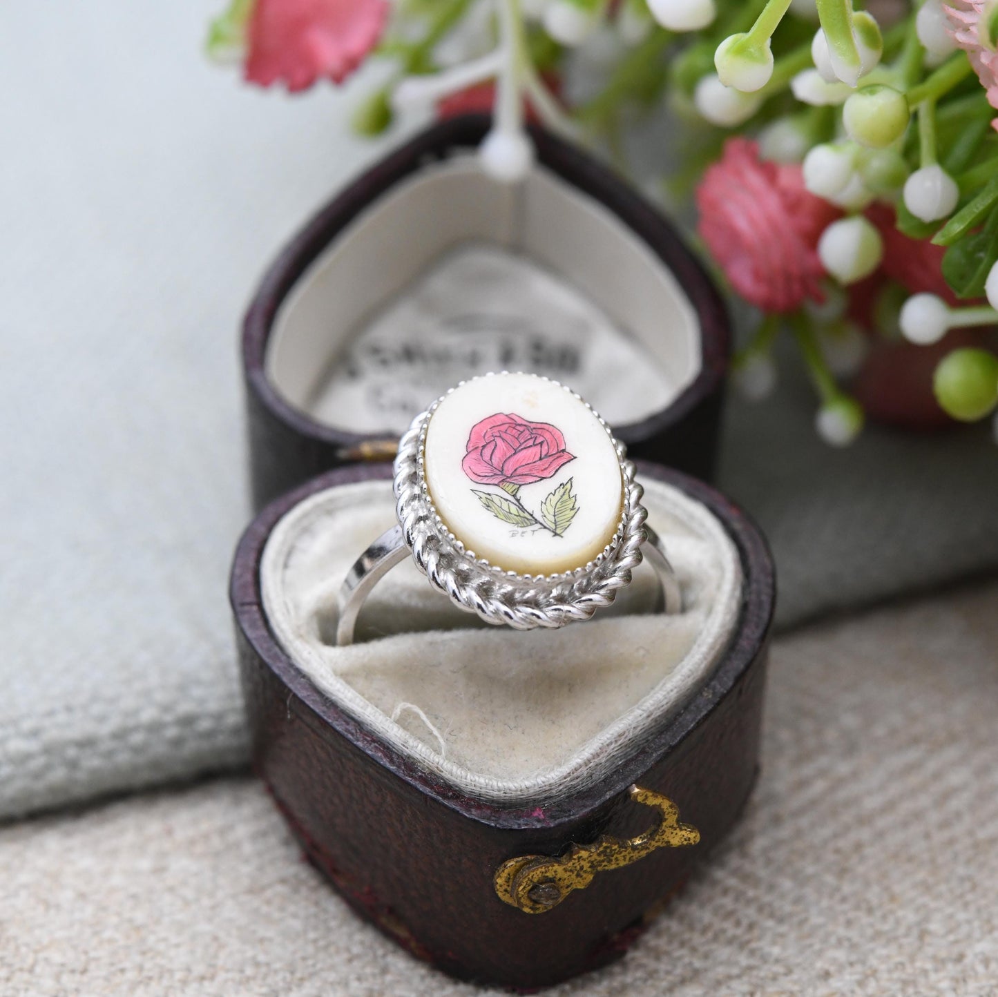 Vintage Sterling Silver Rose Miniature Ring - Flower Floral Design | Pretty Gift for Her | UK Size - M 1/2 | US Size - 6 3/4