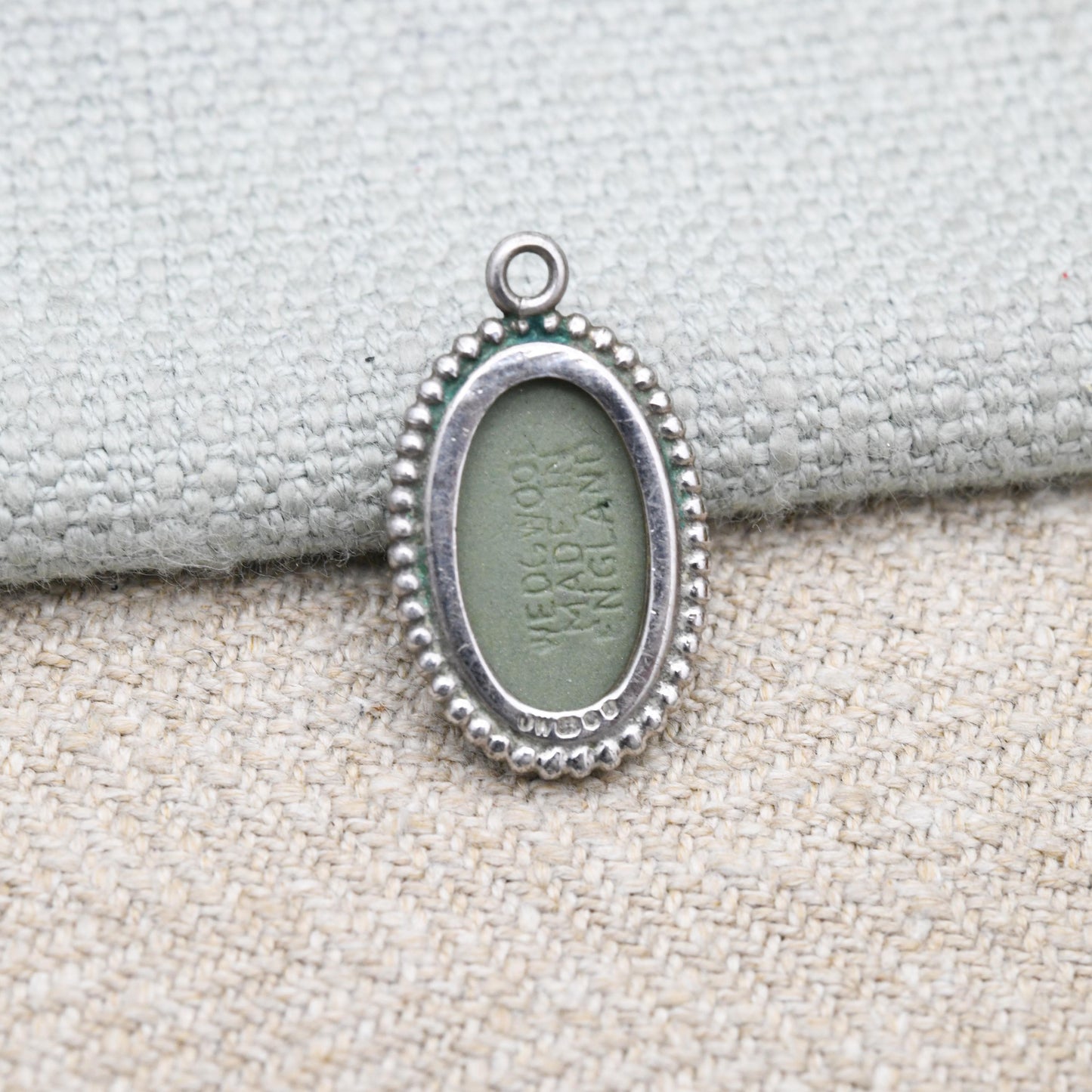 Vintage Wedgwood Sterling Silver Medea Green Jasperware Pendant 1970s - Oval Classical Cameo | Gift for Pendant Necklace