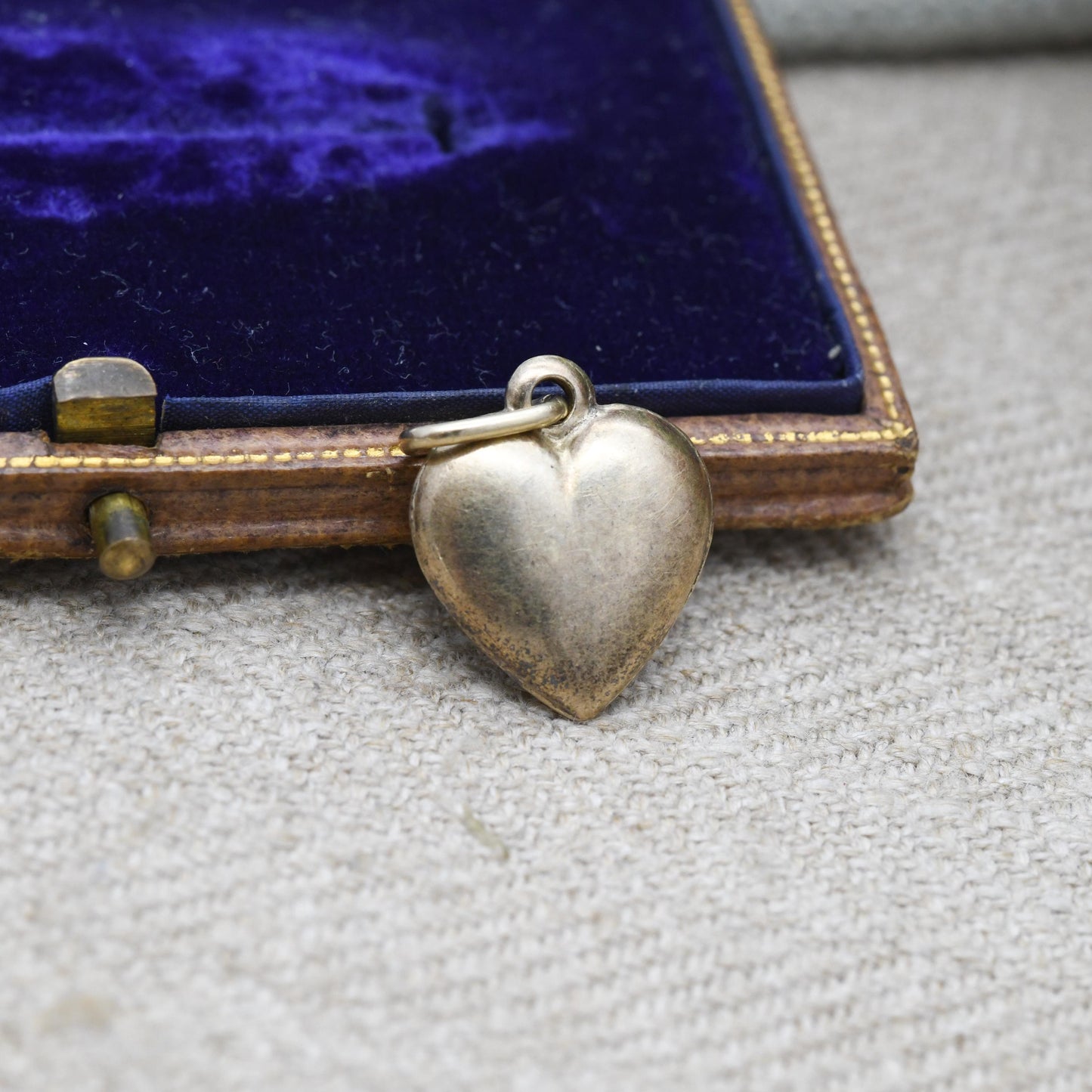 Vintage Sterling Silver Gold Plated Puffed Heart Charm Pendant - Small Love Heart Gift Charm Necklace Stack