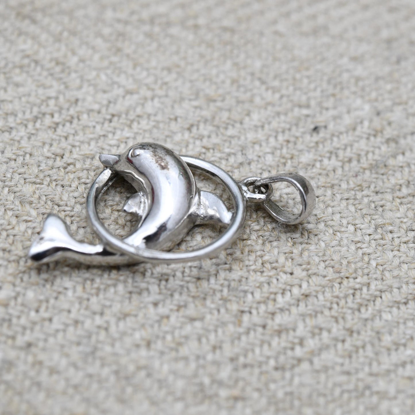 Vintage Sterling Silver Dolphin Pendant - Sea Creature | Small Animal Shape | Gift for Animal Lover | Sweet Gift for Her