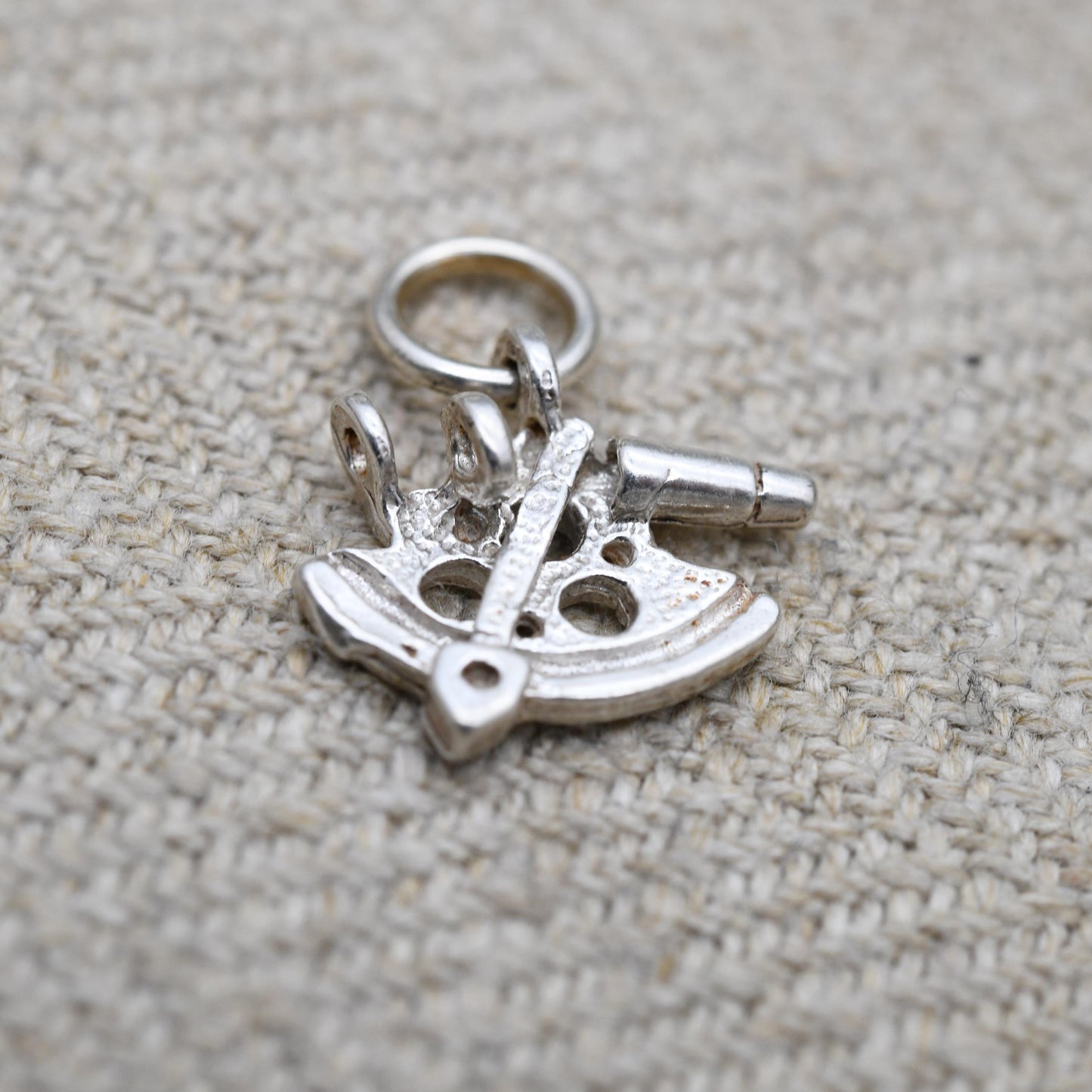 Antique Sterling Silver Sextant Anchor Compass Pendant - Miniature | Nautical | Maritime | Gift for Charm Bracelet Necklace