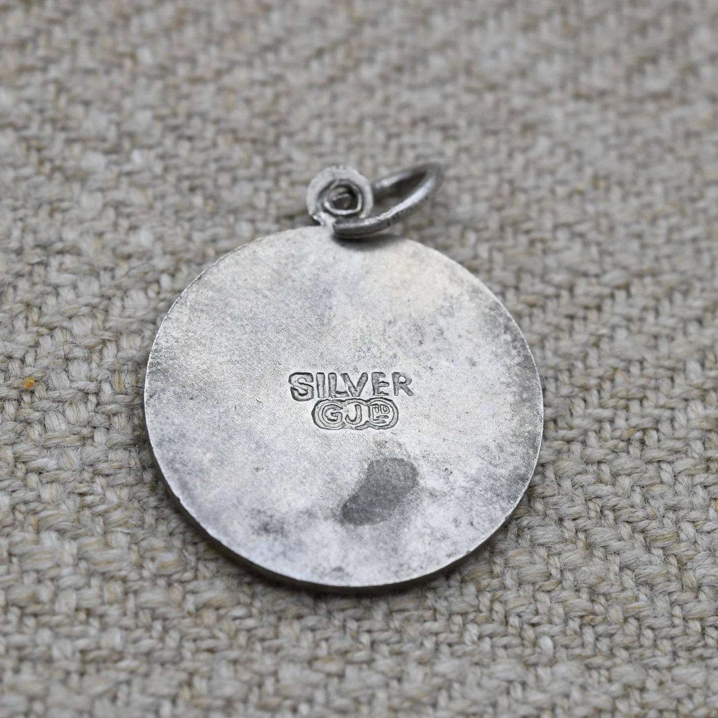 Vintage Sterling Silver St. Christopher Pendant - Embossed Relief | Circle Shape | Religious Jewellery | Gift for Charm Necklace