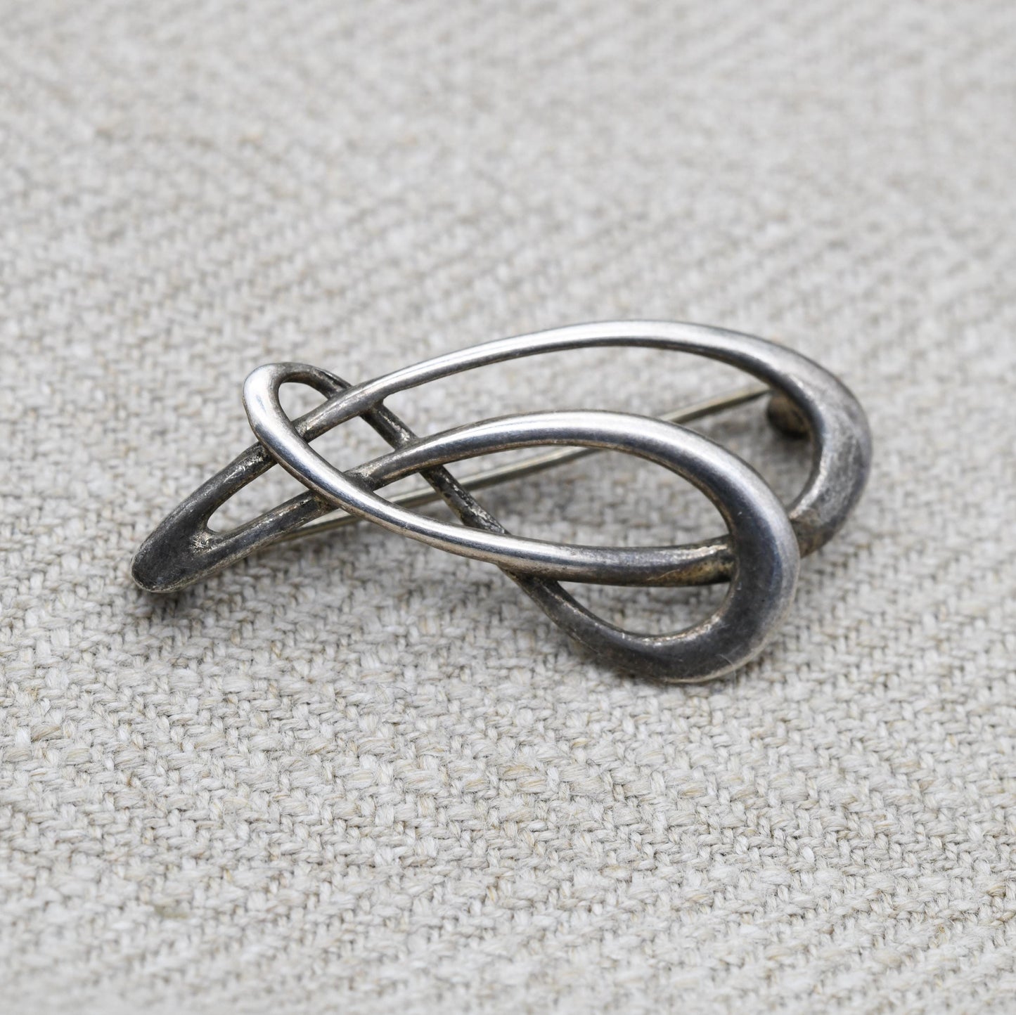 Vintage Sterling Silver Openwork Swirl Brooch - Abstract Cut Out Shape