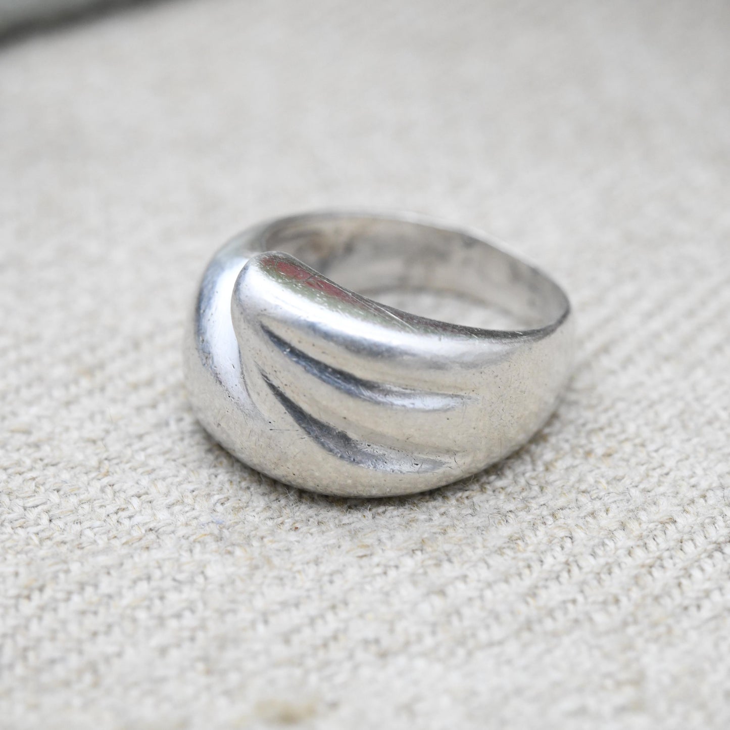 Vintage Sterling Silver Abstract Dome Waved Ring - 2000's | Y2K | Minimalist | Chunky | UK Size - K | US Size - 5 1/2