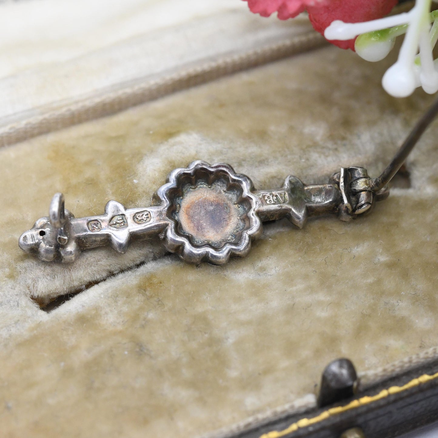 Antique Victorian Sterling Silver Aesthetic Movement Bird Brooch 1896 by Waltham Watch Co. - Hand Engraved Flowers Design Nature Jewellery