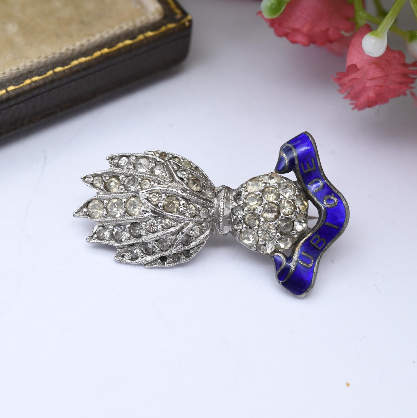 Vintage Ciro Silver Sweetheart Brooch Royal Artillery Ubique Flaming Grenade - Enamel and Paste | British Army Collectable | CP Ciro Pearls