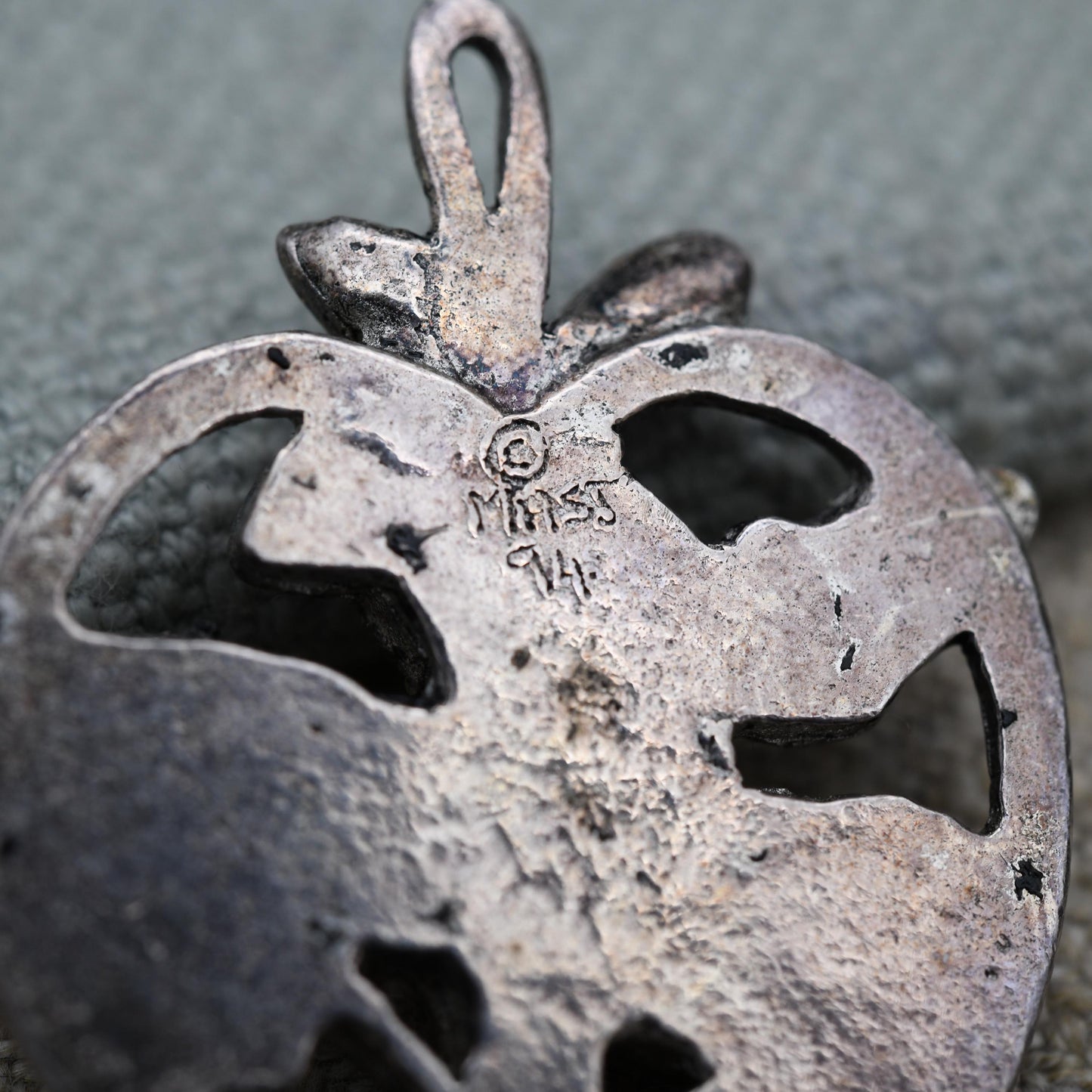 MASJ Pewter Love Heart Flower Pendant 1994 - Openwork Textured Design | Floral | Gift for Her | Gift for Pendant Charm Necklace