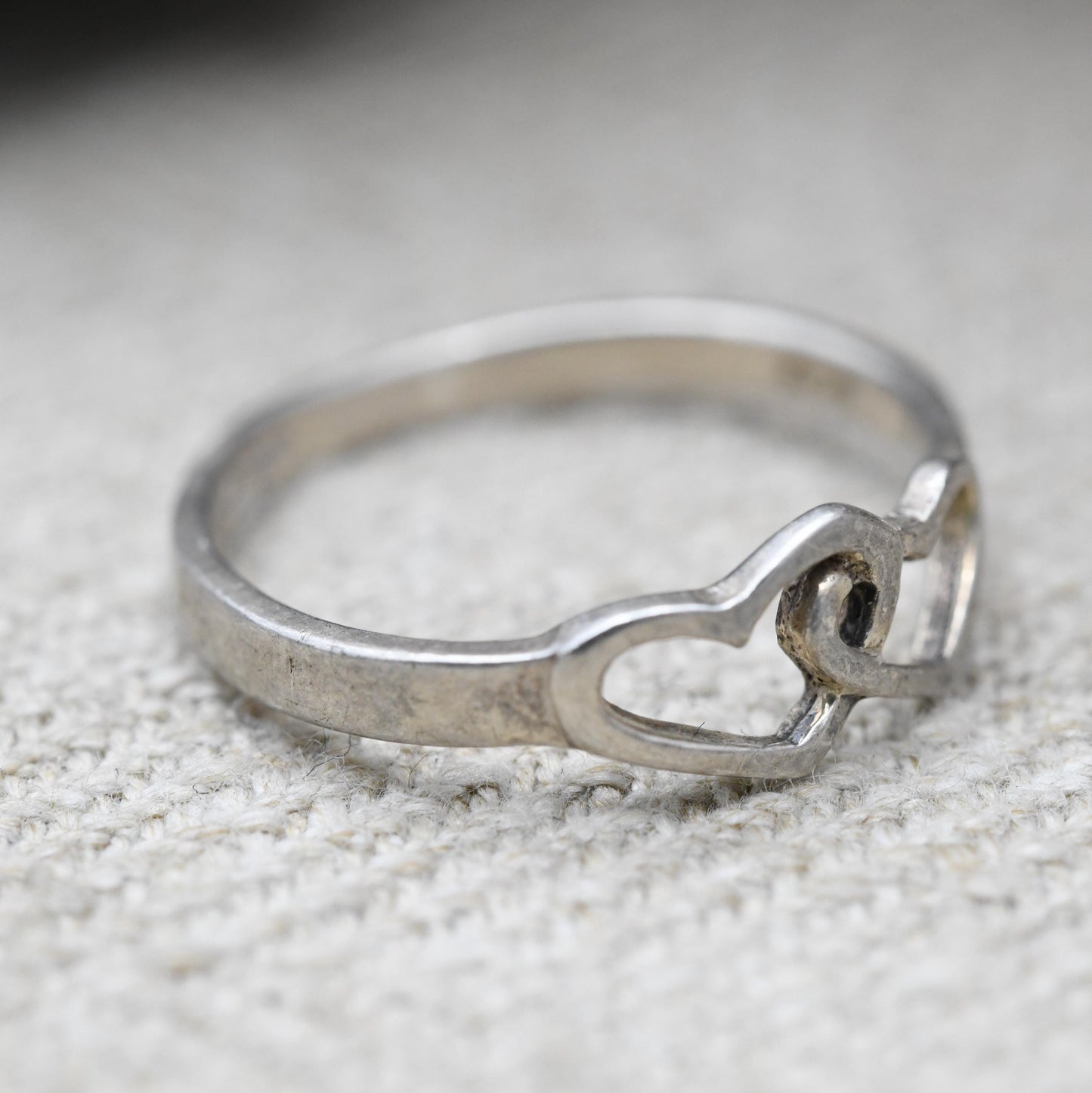 Vintage Sterling Silver Heart Ring - Two Linked Love Hearts | Friendship | Love | Gift | UK Size - K 1/2 | US Size - 5 1/2