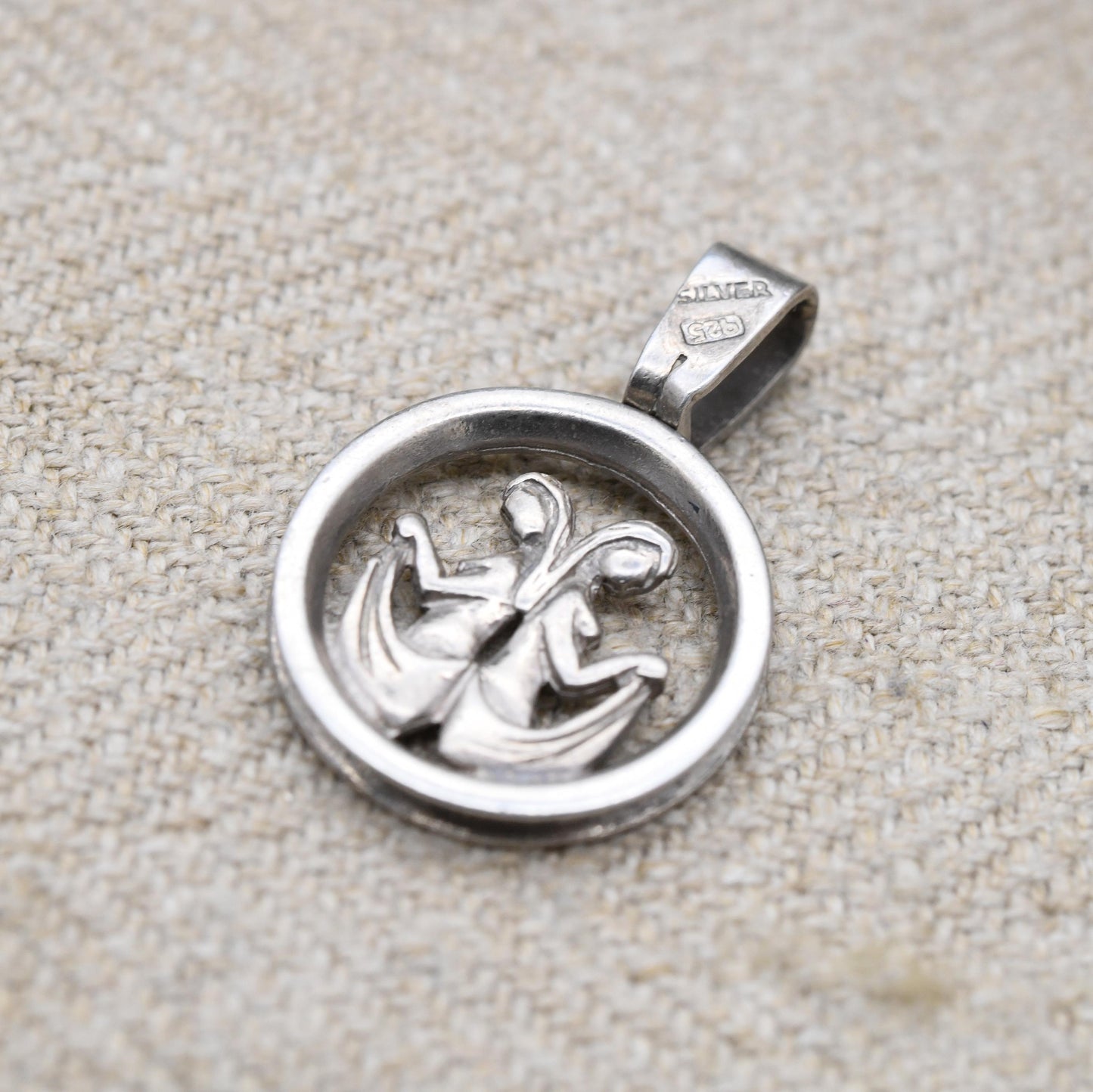 Vintage Sterling Silver Gemini Pendant - Twin Women | Astrological | Zodiac Star Sign Symbol | May June Birthday Gift