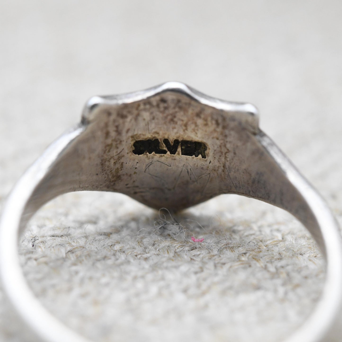 Antique Sterling Silver Shield Signet Ring c. 1910s - Small Size | Unisex Pinkie Ring | UK Size - K | US Size - 5 1/4