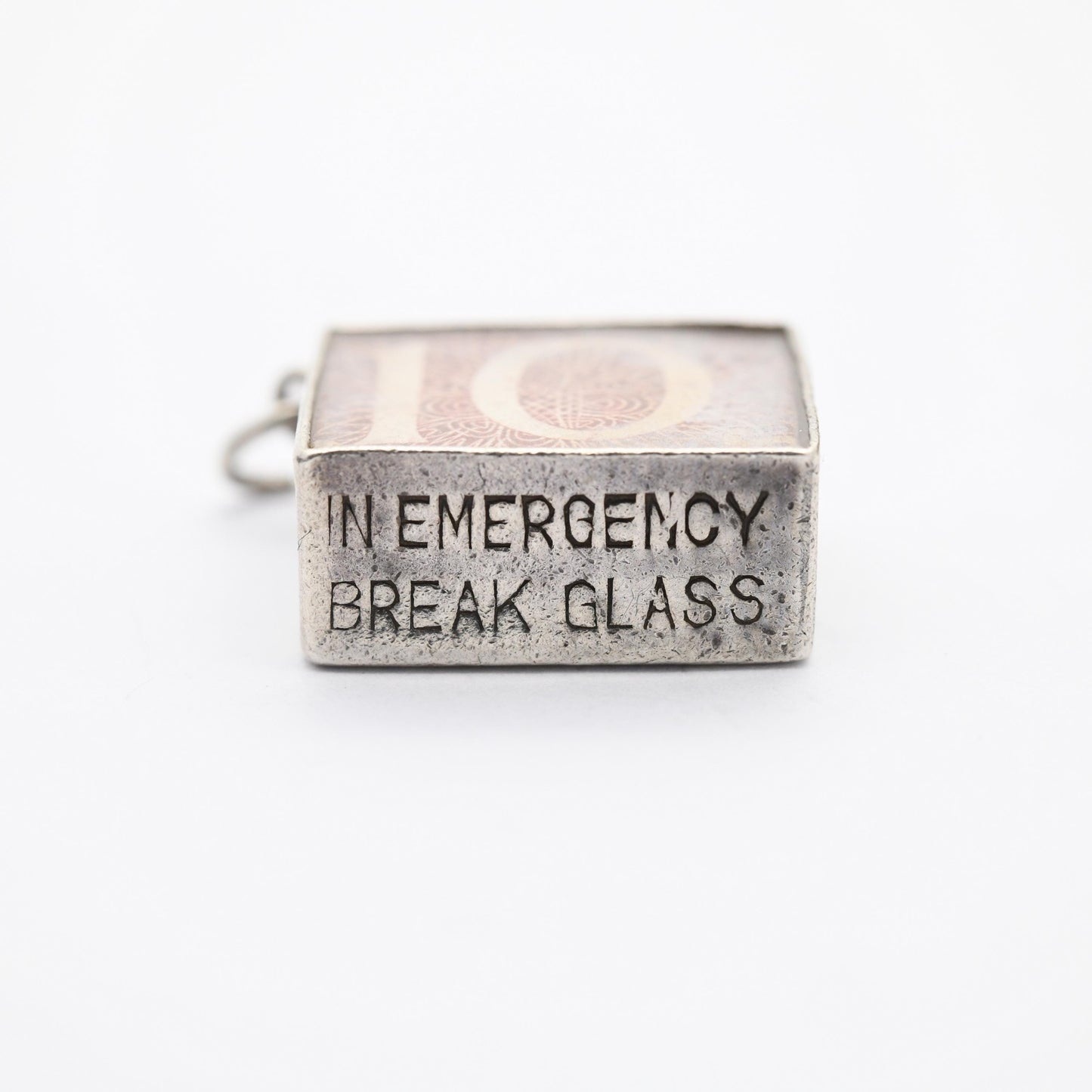Vintage Sterling Silver Old British Ten Shilling Note in Emergency Case Charm Pendant - Emergency Savings | Souvenir Gift for Charm Bracelet