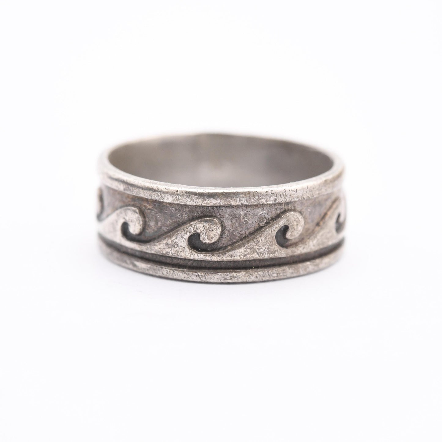 Vintage Silver Wave Form Ring - Wave Pattern Band | UK Size - O 1/2 | US Size - 7 3/4