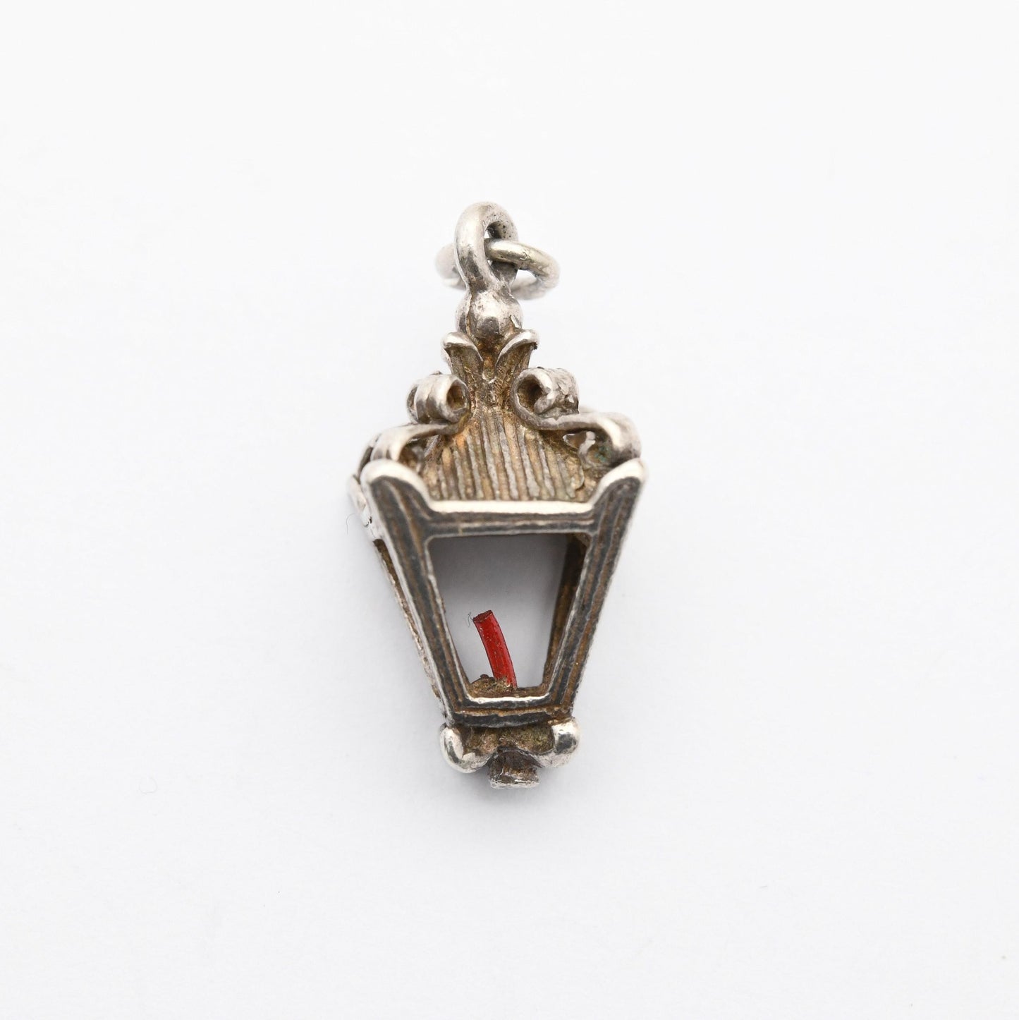 Vintage Sterling Silver Hanging Lamp Charm Pendant - Old Fashioned Lamp | Victorian Light | Gift for Charm Bracelet Necklace