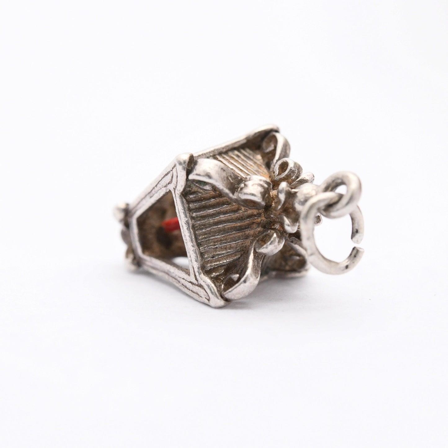 Vintage Sterling Silver Hanging Lamp Charm Pendant - Old Fashioned Lamp | Victorian Light | Gift for Charm Bracelet Necklace