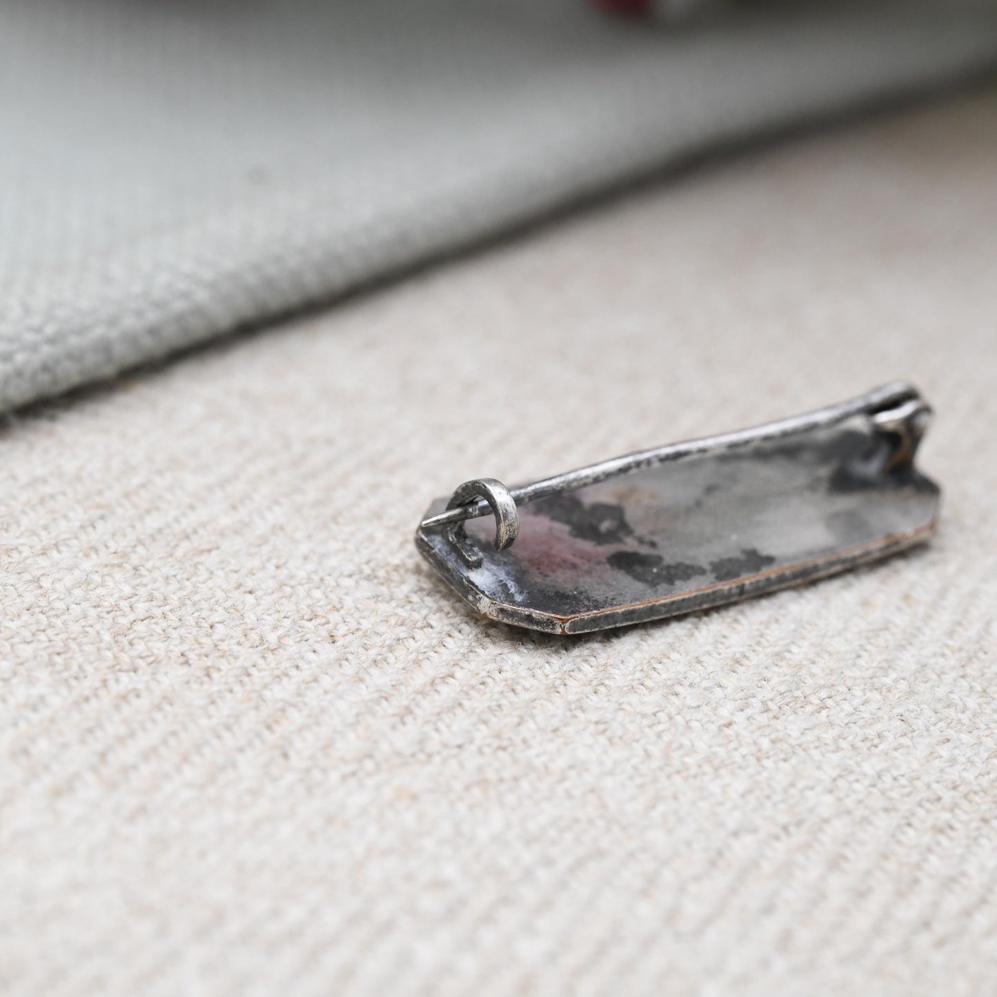 Antique Guilloche Enamel Flower Brooch Edwardian c. 1910s - Multi-tone White and Purple Enamel with Red Flower