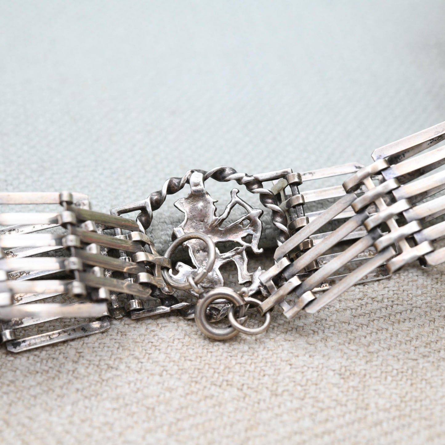 Vintage Sterling Silver Robin Hood Gate Link Bracelet - Unusual Mid Century Collectable Jewellery c. 1960s | Openwork Figural Panel